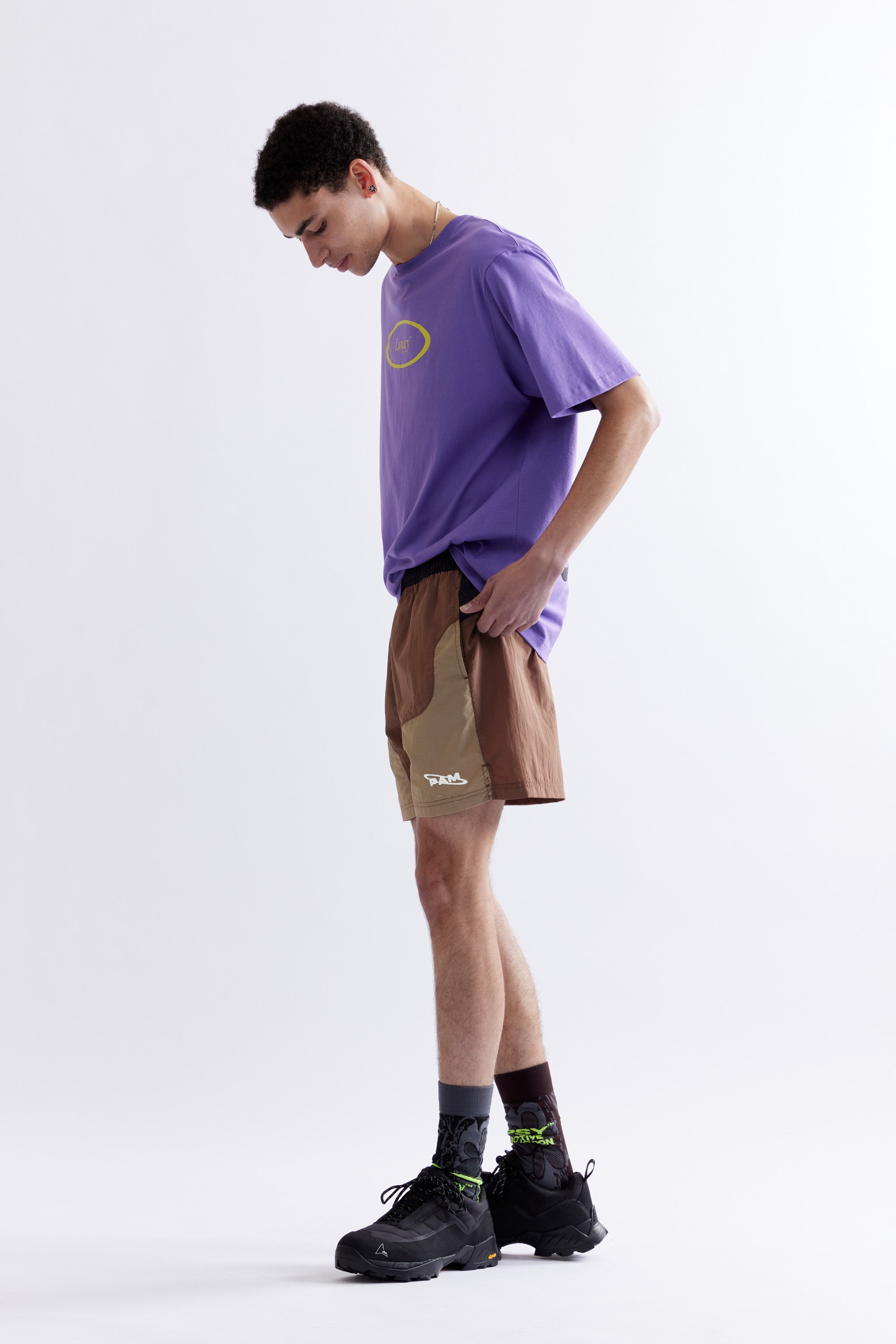 The LUNACY FREE WHEELING TRACK SHORTS - BROWN available online with global shipping, and in PAM Stores Melbourne and Sydney.