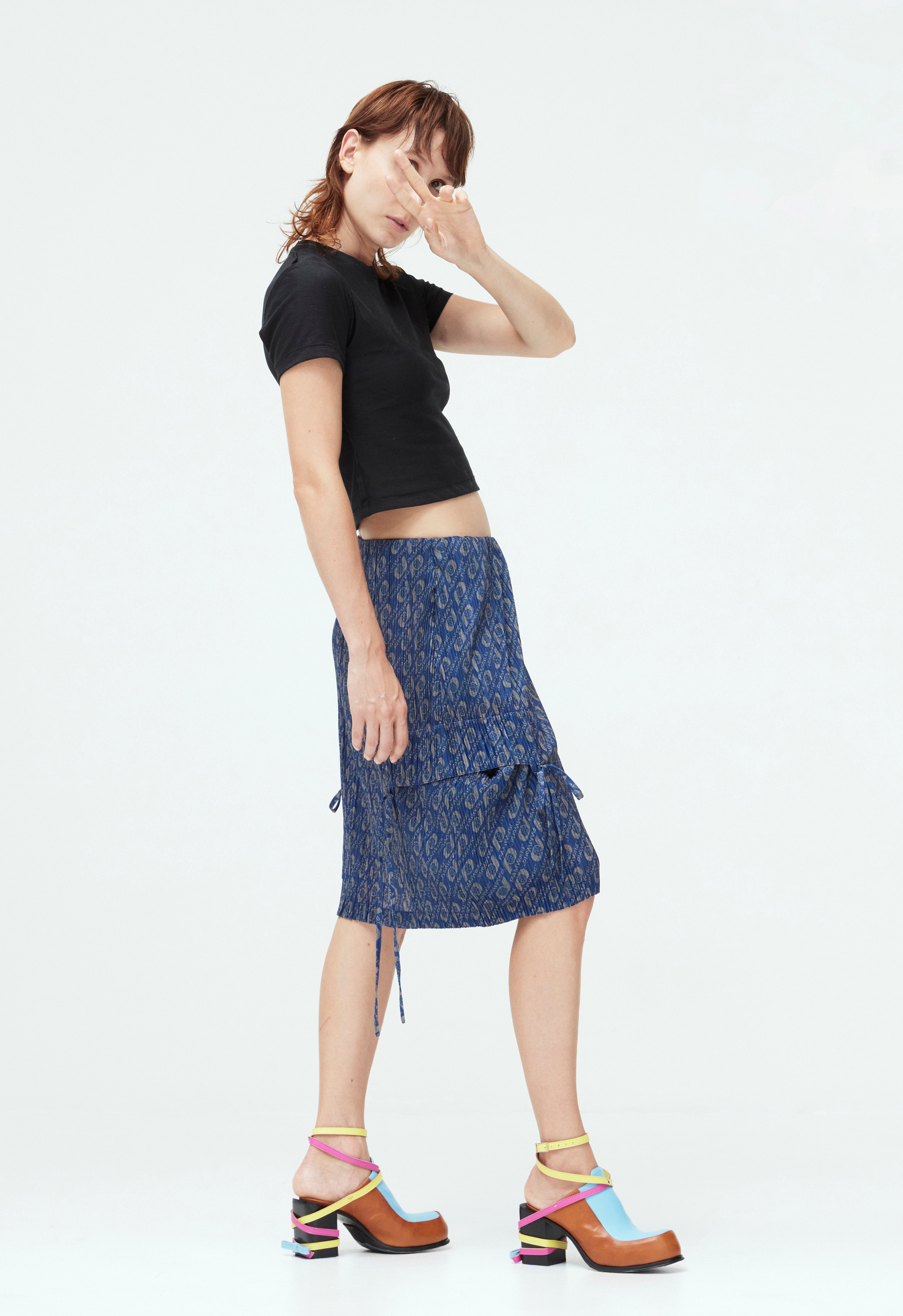 The MONOGRAM PLEATED SKIRT  available online with global shipping, and in PAM Stores Melbourne and Sydney.