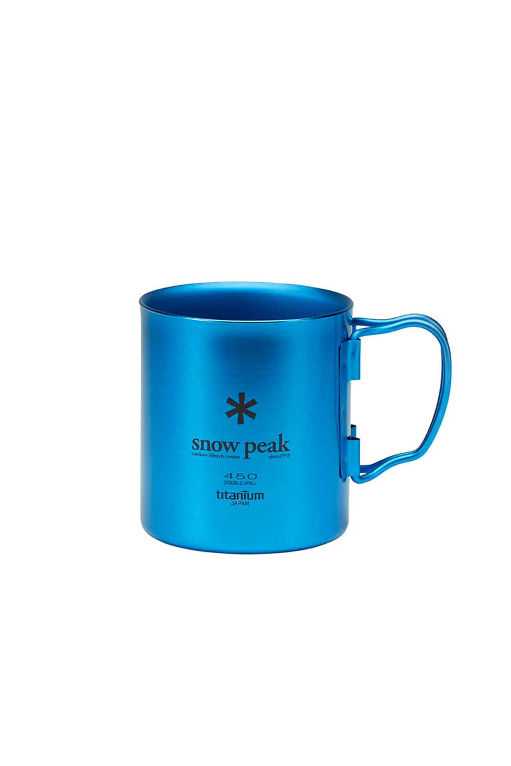 The SNOW PEAK - TITANIUM DOUBLE WALL CUP 450ml ANODISED BLUE available online with global shipping, and in PAM Stores Melbourne and Sydney.