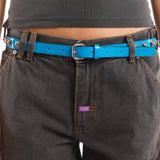 The HALF STUDS BELT BLUE available online with global shipping, and in PAM Stores Melbourne and Sydney.