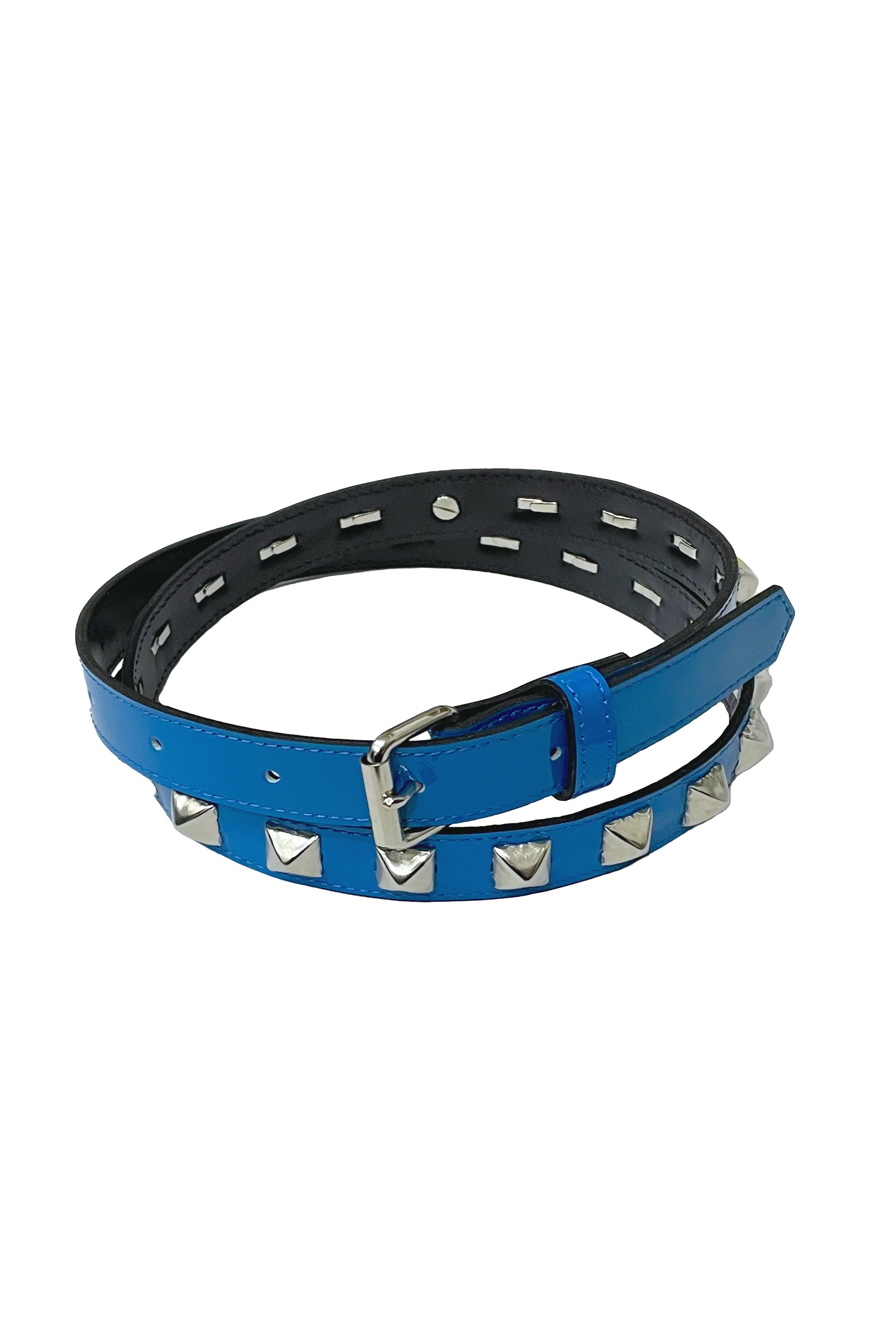 The HALF STUDS BELT BLUE available online with global shipping, and in PAM Stores Melbourne and Sydney.