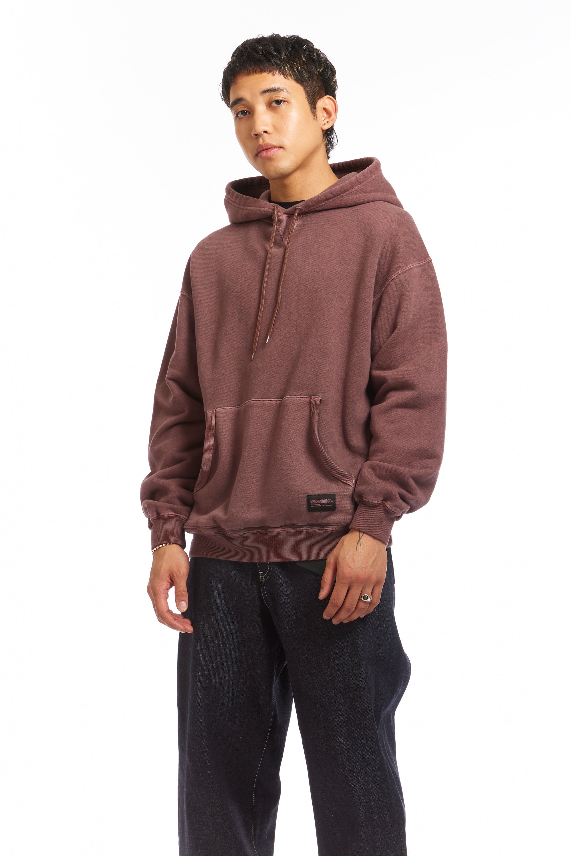The PIGMENT DYED SWEAT HOODIE BURGUNDY available online with global shipping, and in PAM Stores Melbourne and Sydney.