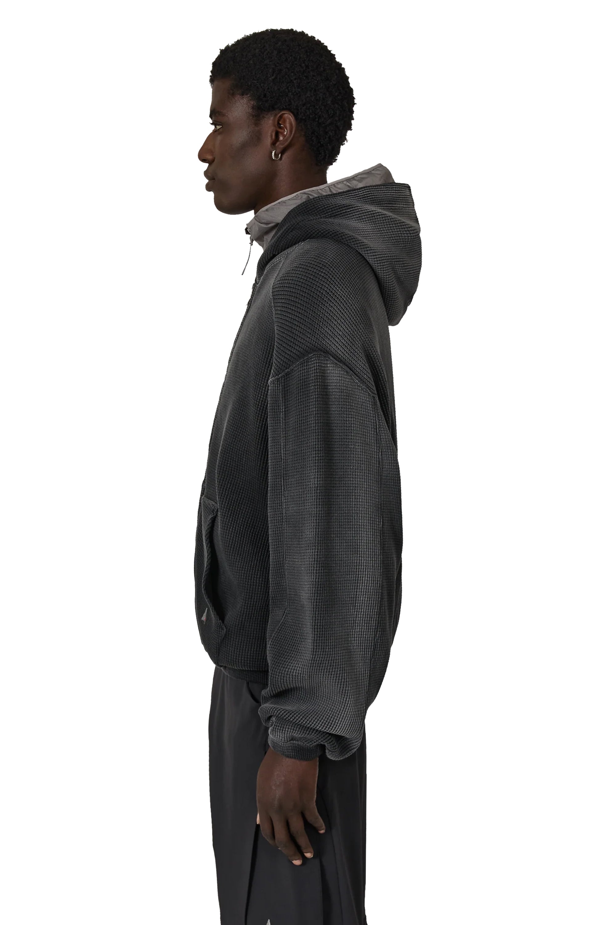 The Bee Sun Faded Waffle Zip Up Hoodie Black available online with global shipping, and in PAM Stores Melbourne and Sydney.