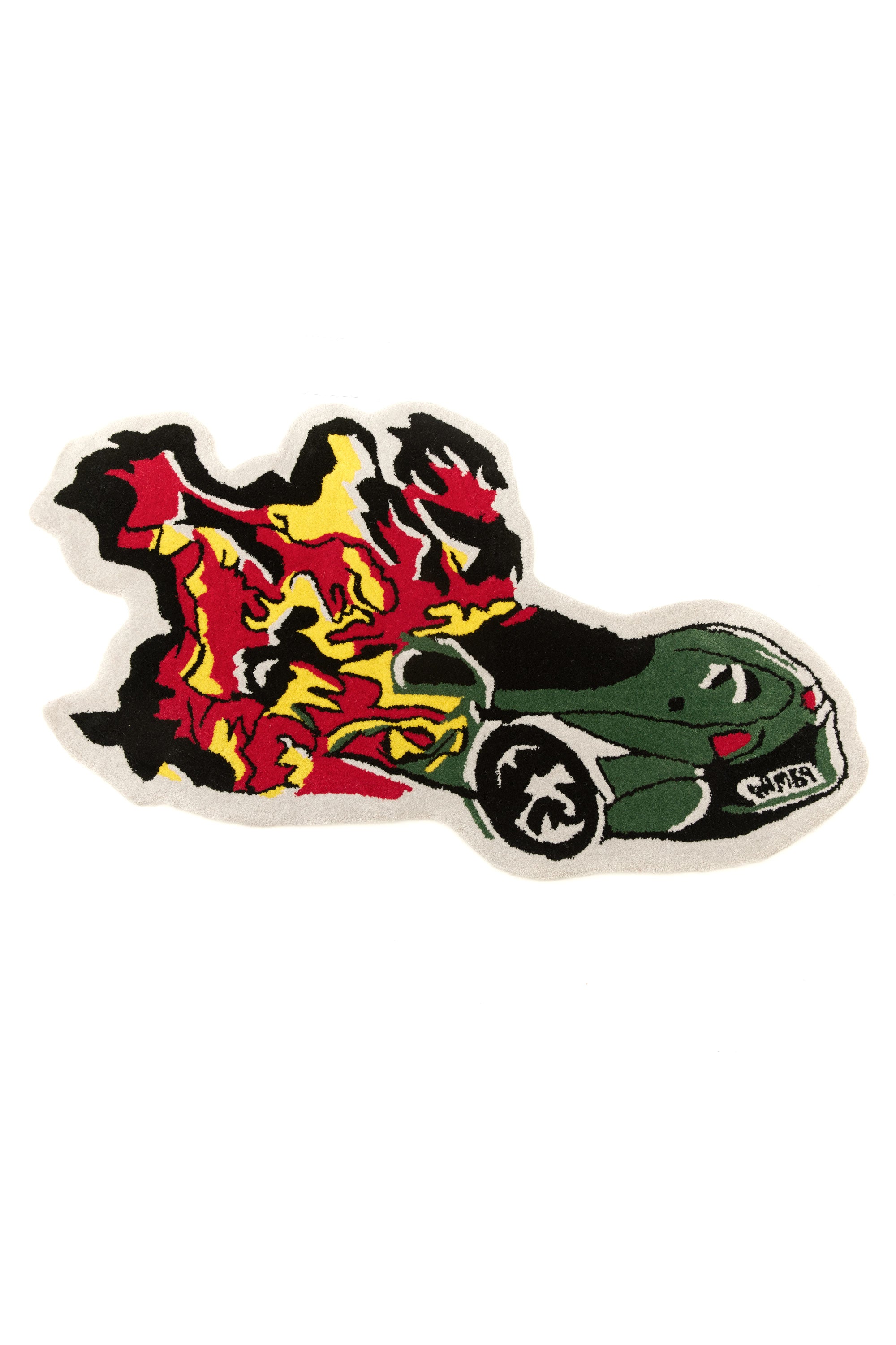 The BURNING CARS RUG  available online with global shipping, and in PAM Stores Melbourne and Sydney.