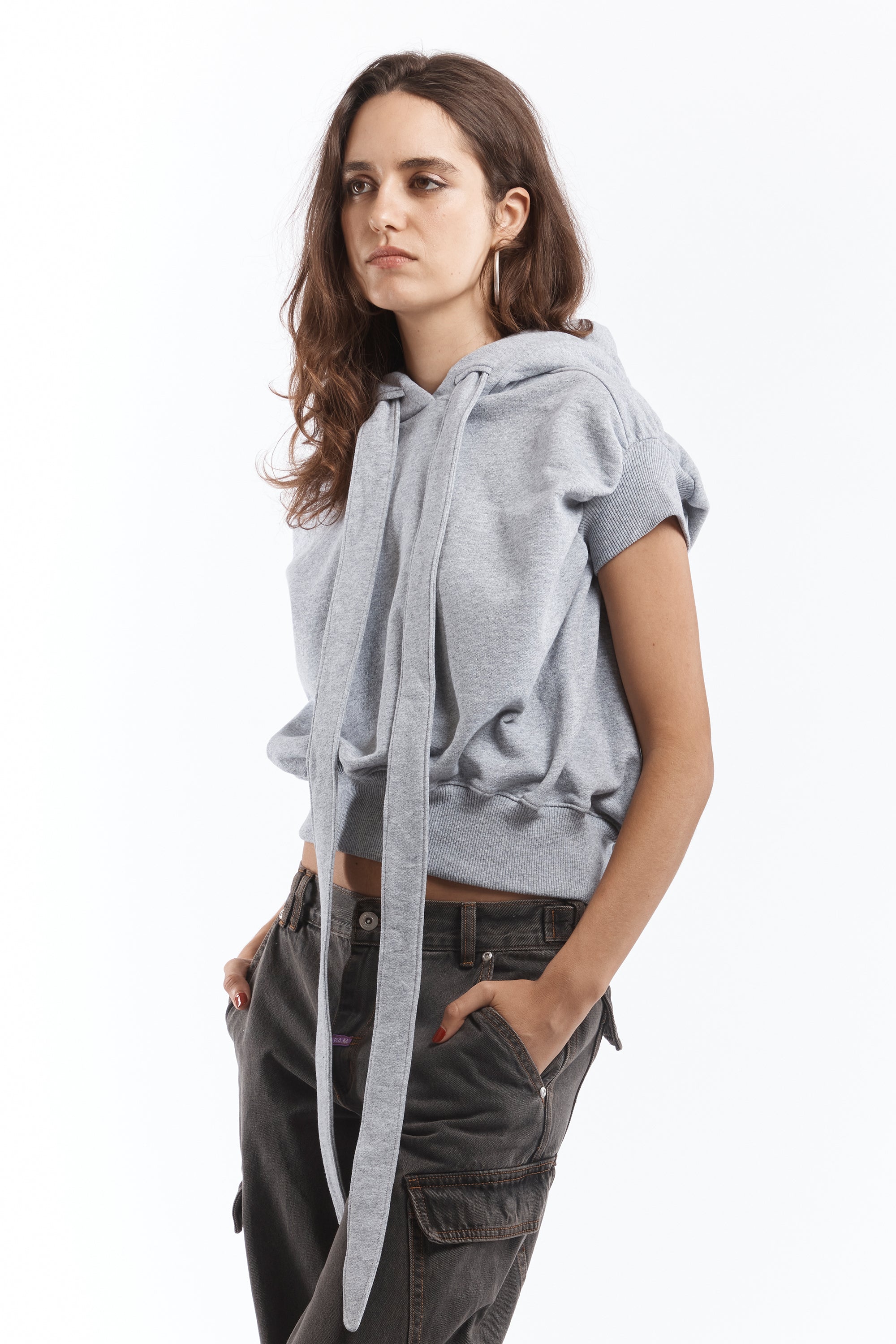 The LONG STRAP CROPPED HOODIE available online with global shipping, and in PAM Stores Melbourne and Sydney.