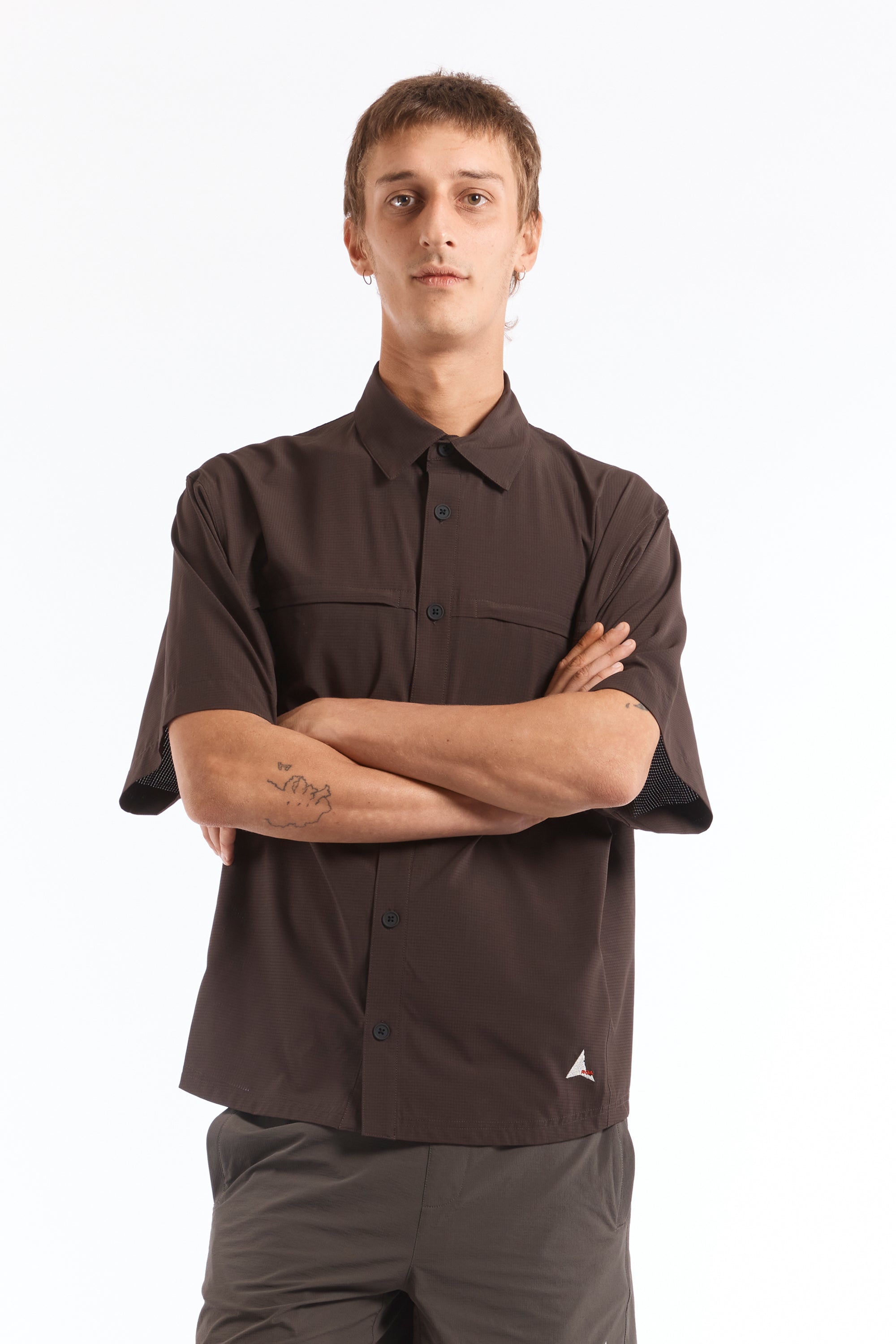 The Dot Air Shirt Dark Brown available online with global shipping, and in PAM Stores Melbourne and Sydney.