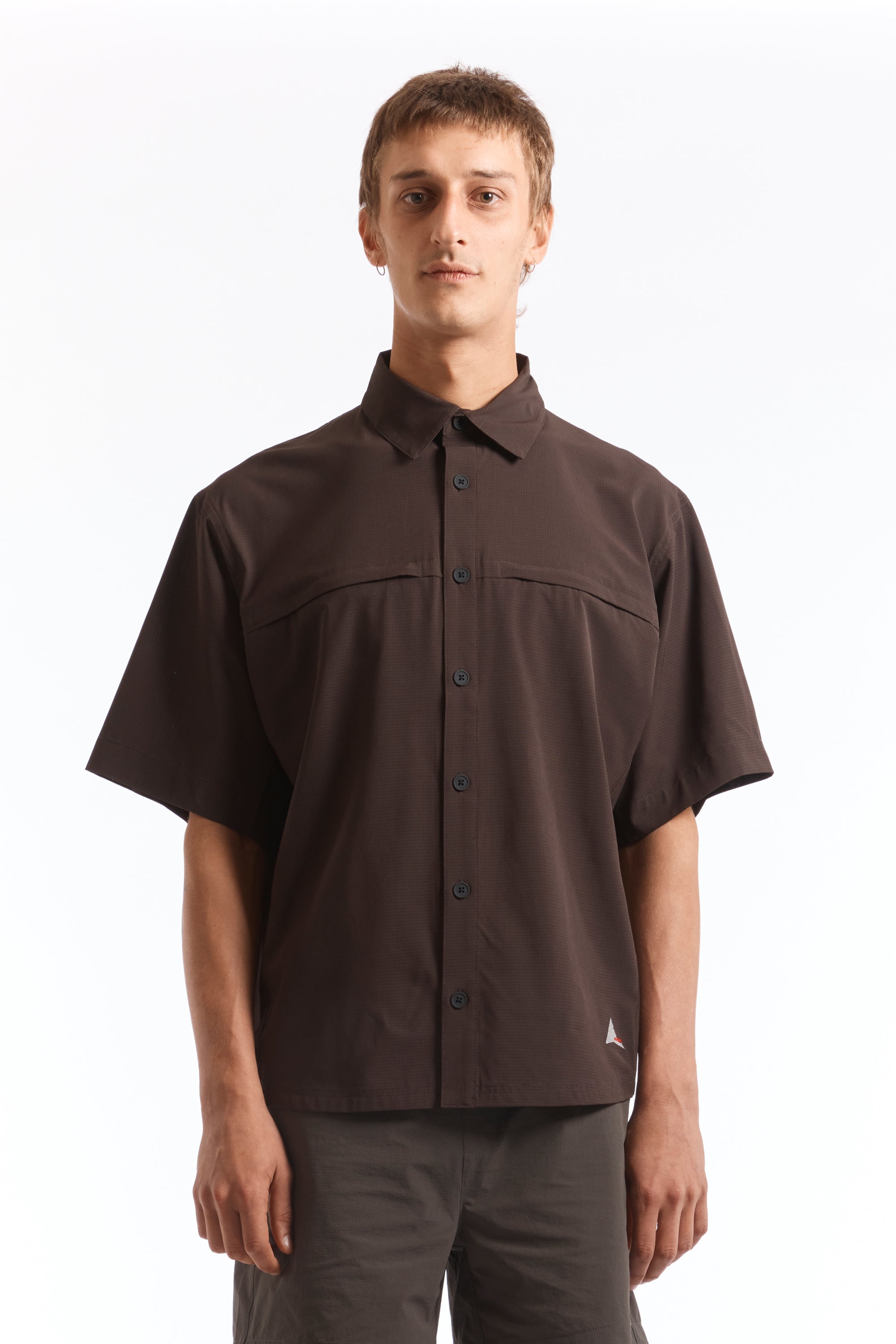 The Dot Air Shirt Dark Brown available online with global shipping, and in PAM Stores Melbourne and Sydney.