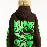 The WORLDWIND - CROAKY WHEEL HOODIE BROWN available online with global shipping, and in PAM Stores Melbourne and Sydney.