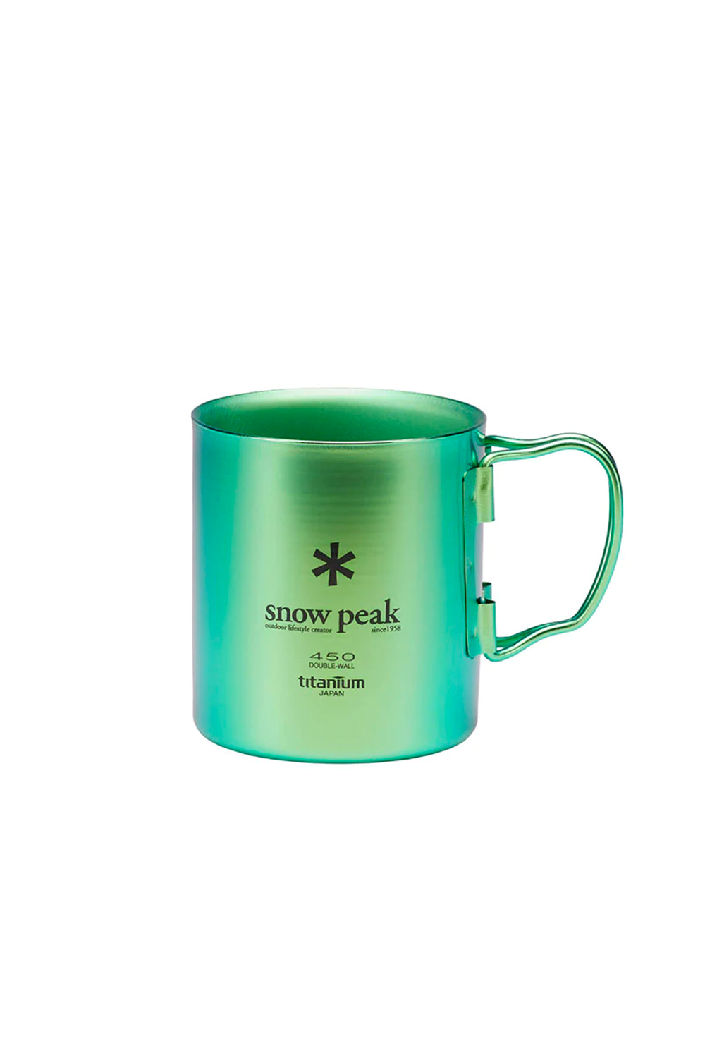 The SNOW PEAK - TITANIUM DOUBLE WALL CUP 450ml ANODISED GREEN available online with global shipping, and in PAM Stores Melbourne and Sydney.