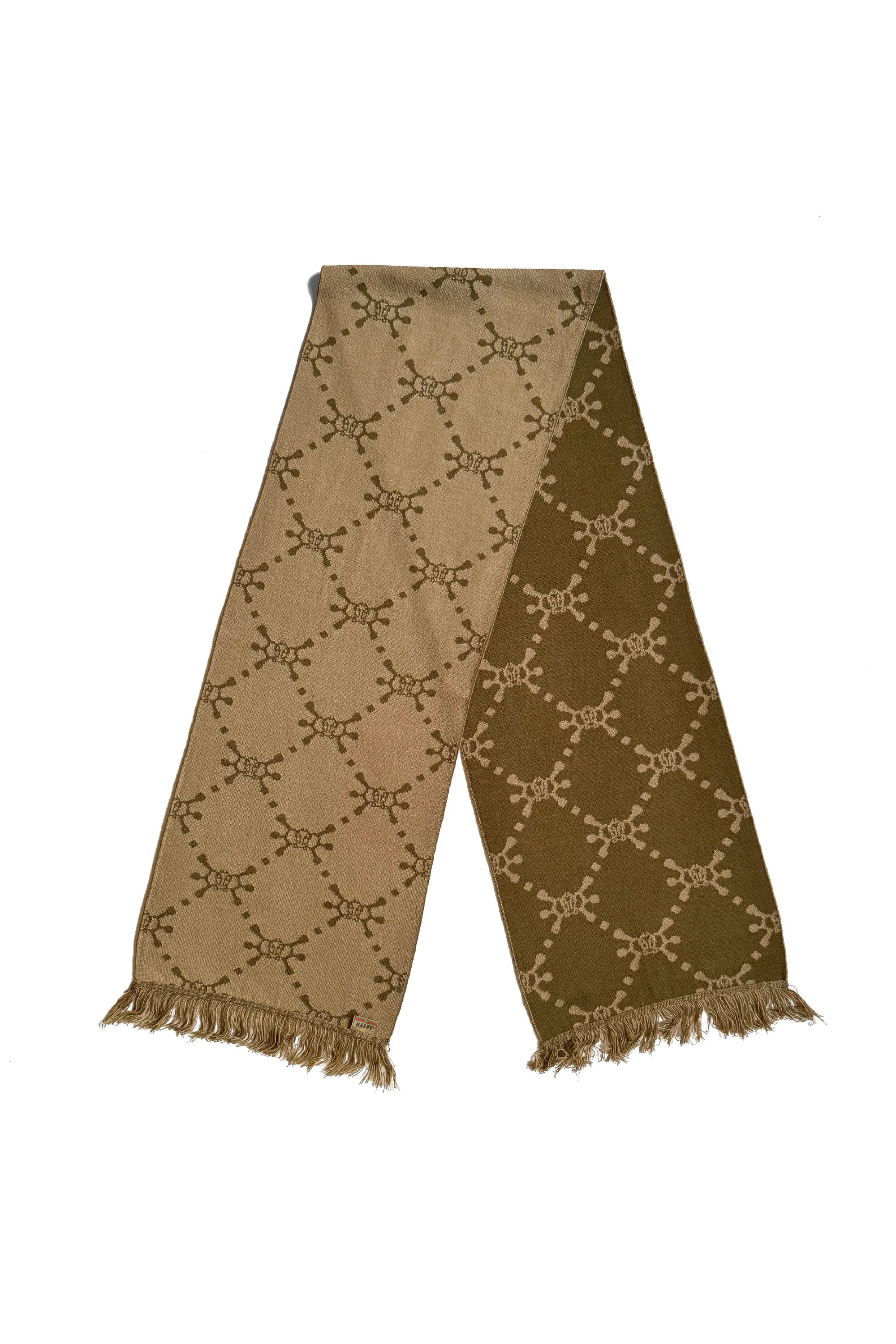 The ANGEL MONOGRAM SCARF BROWN available online with global shipping, and in PAM Stores Melbourne and Sydney.