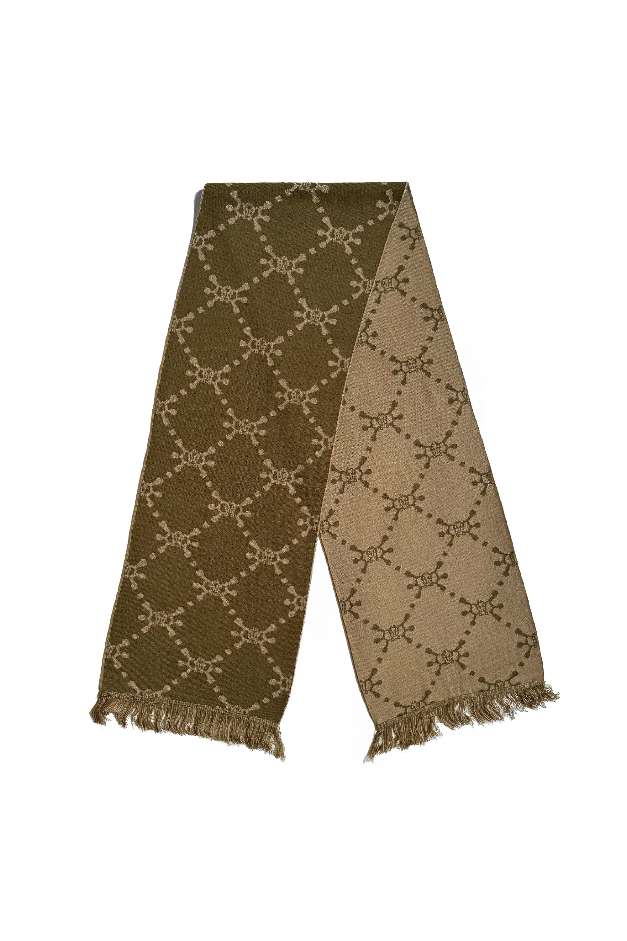 The ANGEL MONOGRAM SCARF BROWN available online with global shipping, and in PAM Stores Melbourne and Sydney.
