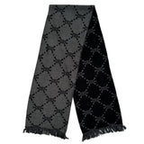 The ANGEL MONOGRAM SCARF BLACK available online with global shipping, and in PAM Stores Melbourne and Sydney.