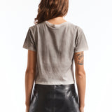 The WASHED GREY HAPPY CROPPED T-SHIRT available online with global shipping, and in PAM Stores Melbourne and Sydney.