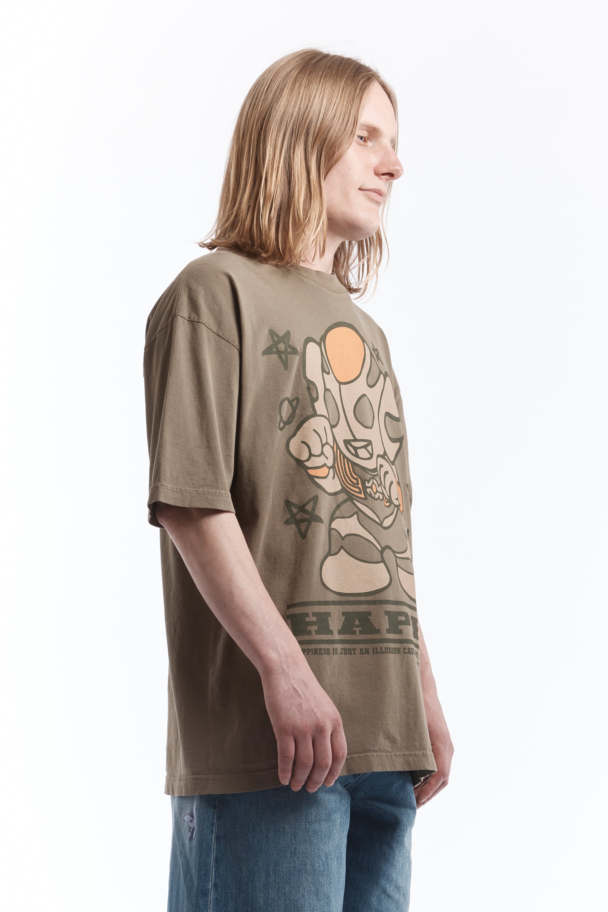 The ULTRA HAPPY TEE ARMY GREEN available online with global shipping, and in PAM Stores Melbourne and Sydney.