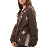 HOLE KNIT ZIP HOODIE BROWN