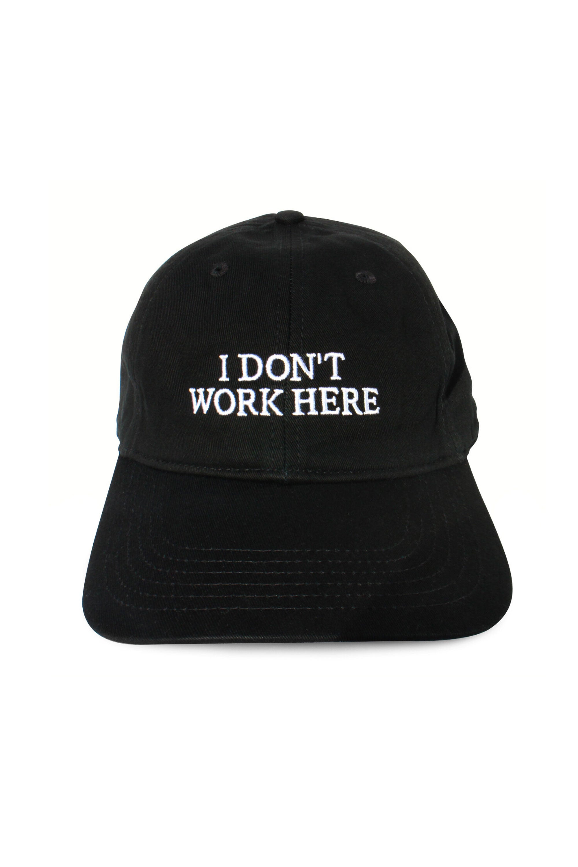 The SORRY I DON'T WORK HERE CAP BLACK available online with global shipping, and in PAM Stores Melbourne and Sydney.