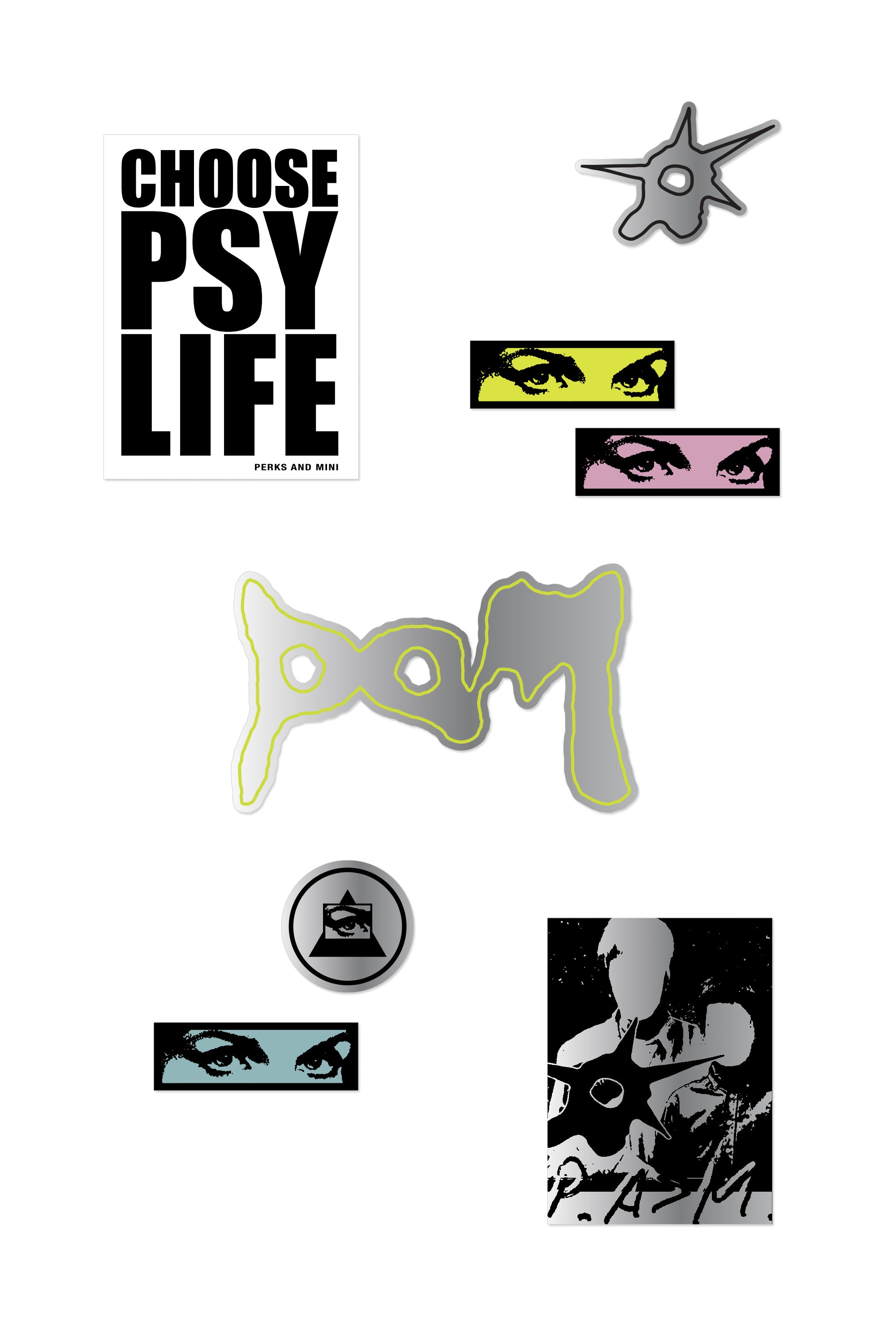 The PSY LIFE STICKER PACK available online with global shipping, and in PAM Stores Melbourne and Sydney.