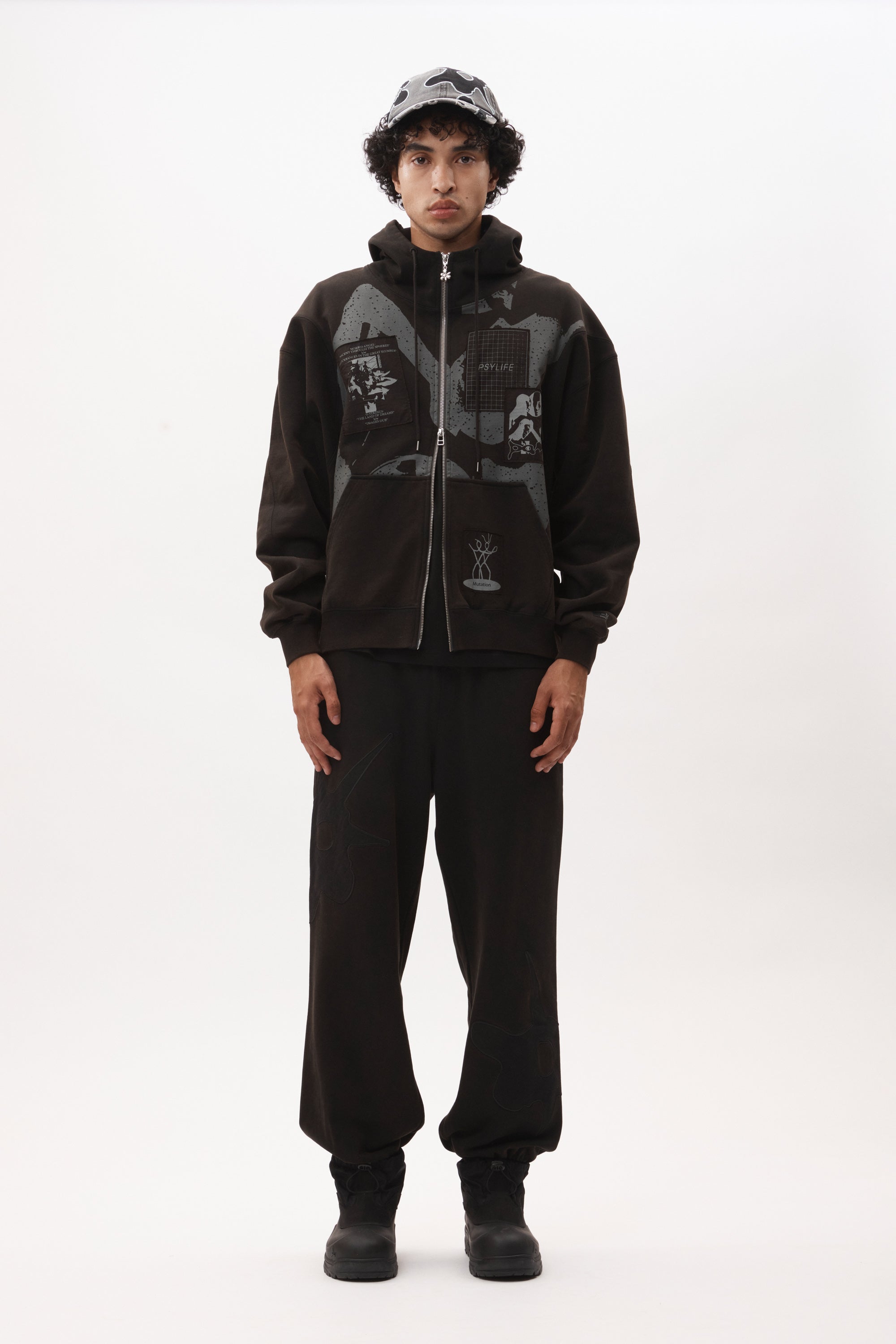 The POST WORK ZIP THRU HOODED SWEAT available online with global shipping, and in PAM Stores Melbourne and Sydney.