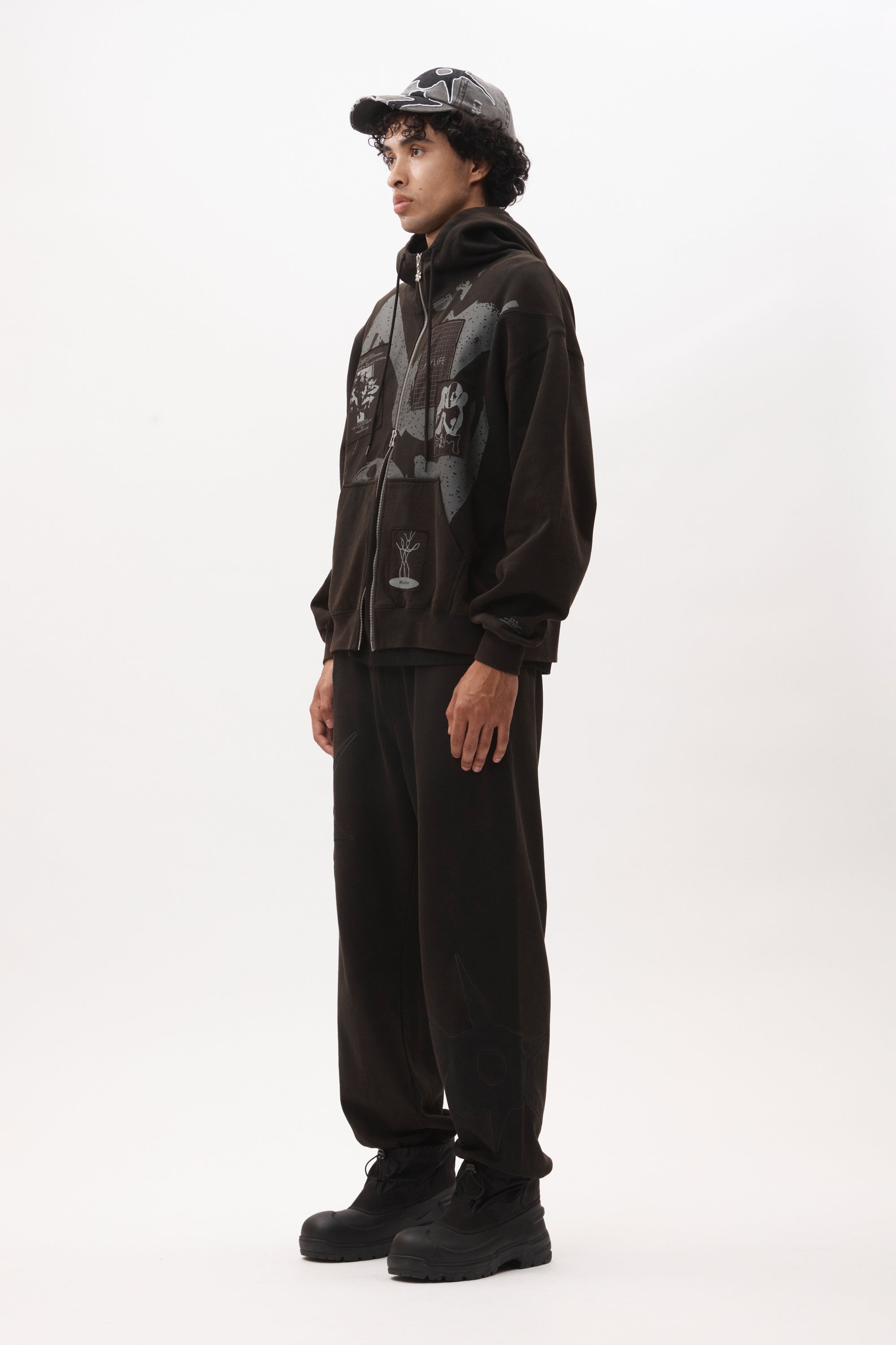 The POST WORK ZIP THRU HOODED SWEAT available online with global shipping, and in PAM Stores Melbourne and Sydney.