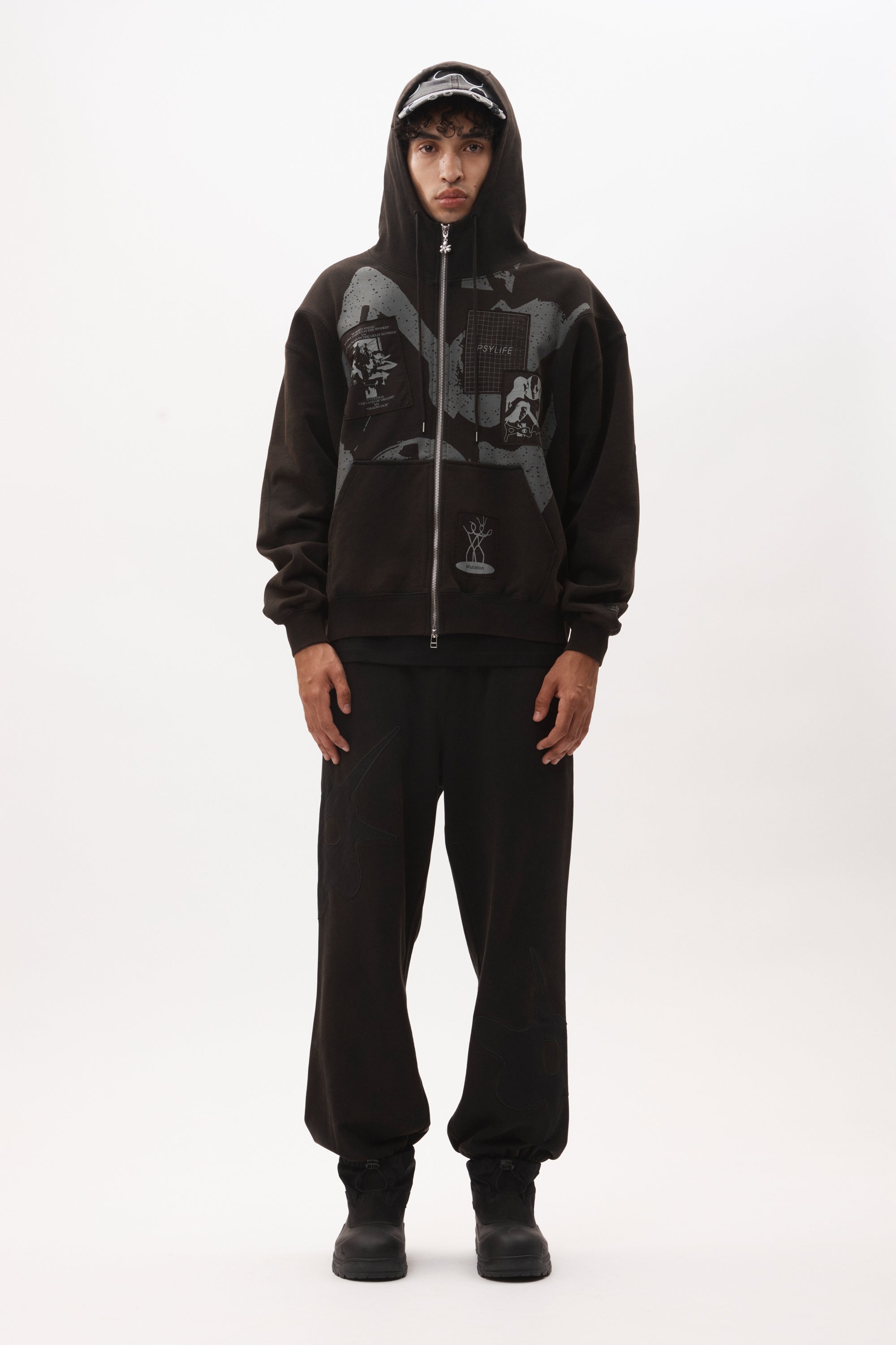 The POST WORK ZIP THRU HOODED SWEAT available online with global shipping, and in PAM Stores Melbourne and Sydney.