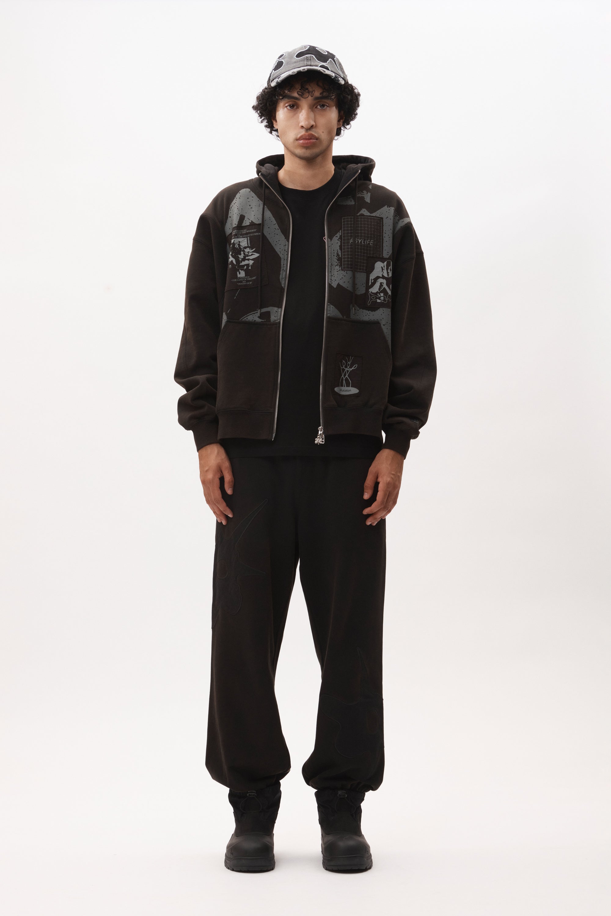 The POST WORK ZIP THRU HOODED SWEAT available online with global shipping, and in PAM Stores Melbourne and Sydney.