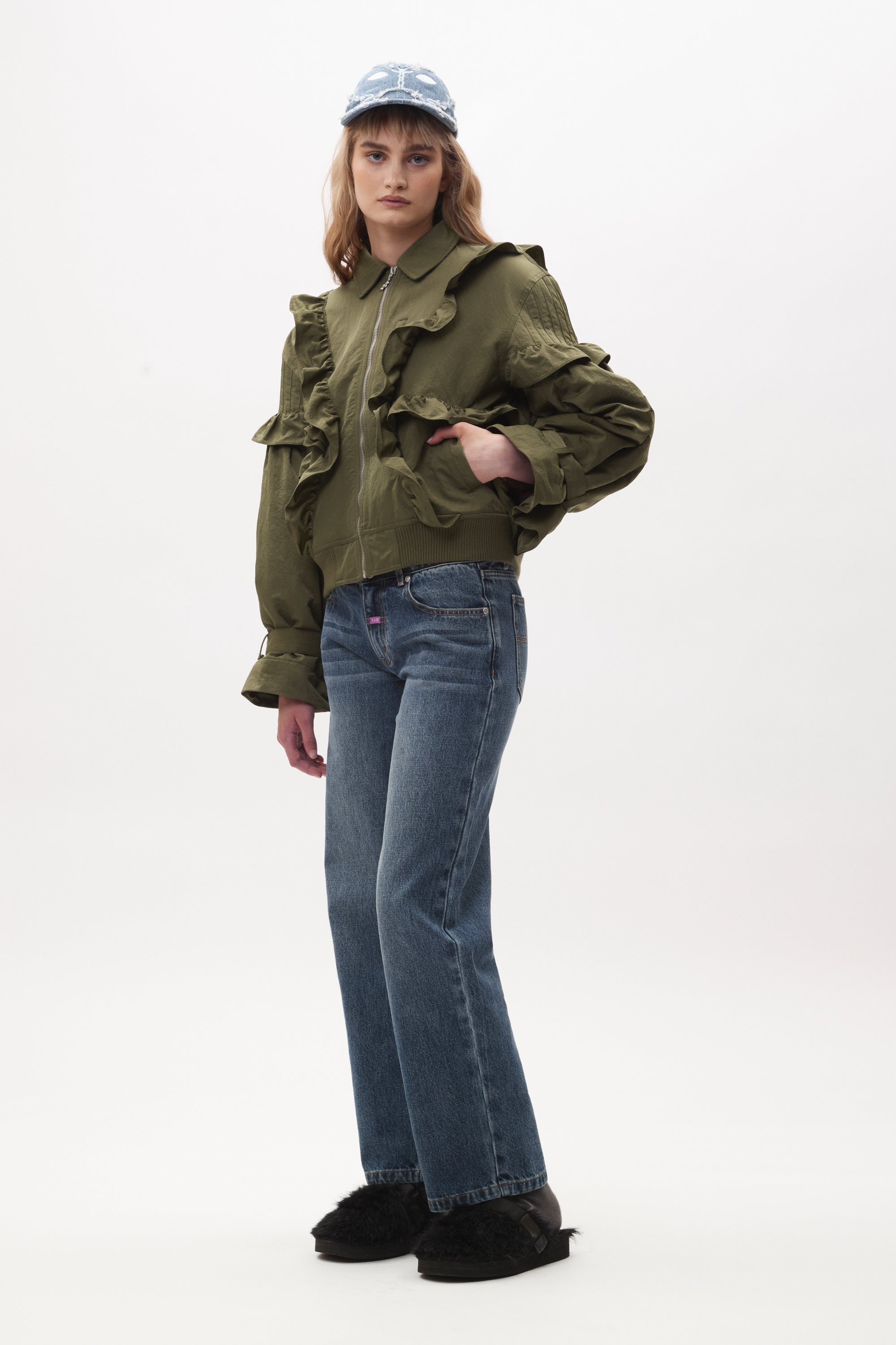 The THISTLE FRILL BOMBER available online with global shipping, and in PAM Stores Melbourne and Sydney.