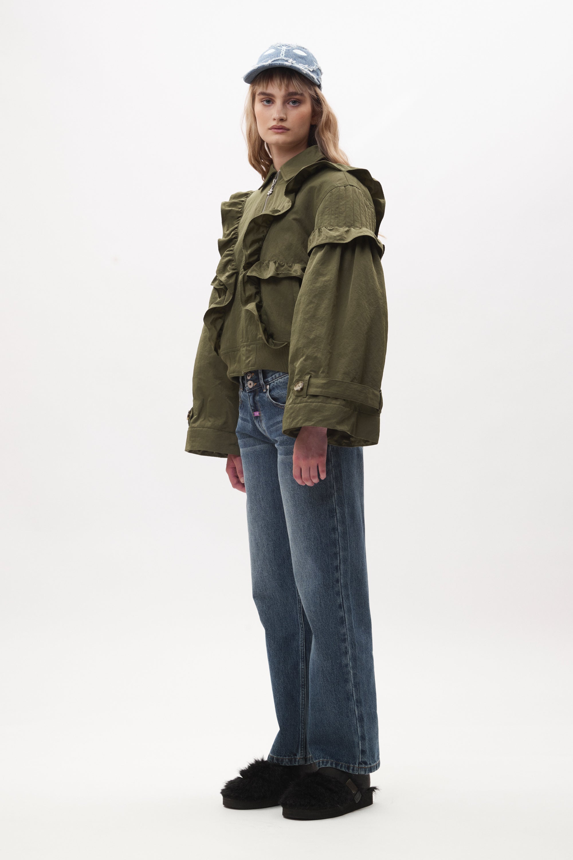 The THISTLE FRILL BOMBER available online with global shipping, and in PAM Stores Melbourne and Sydney.