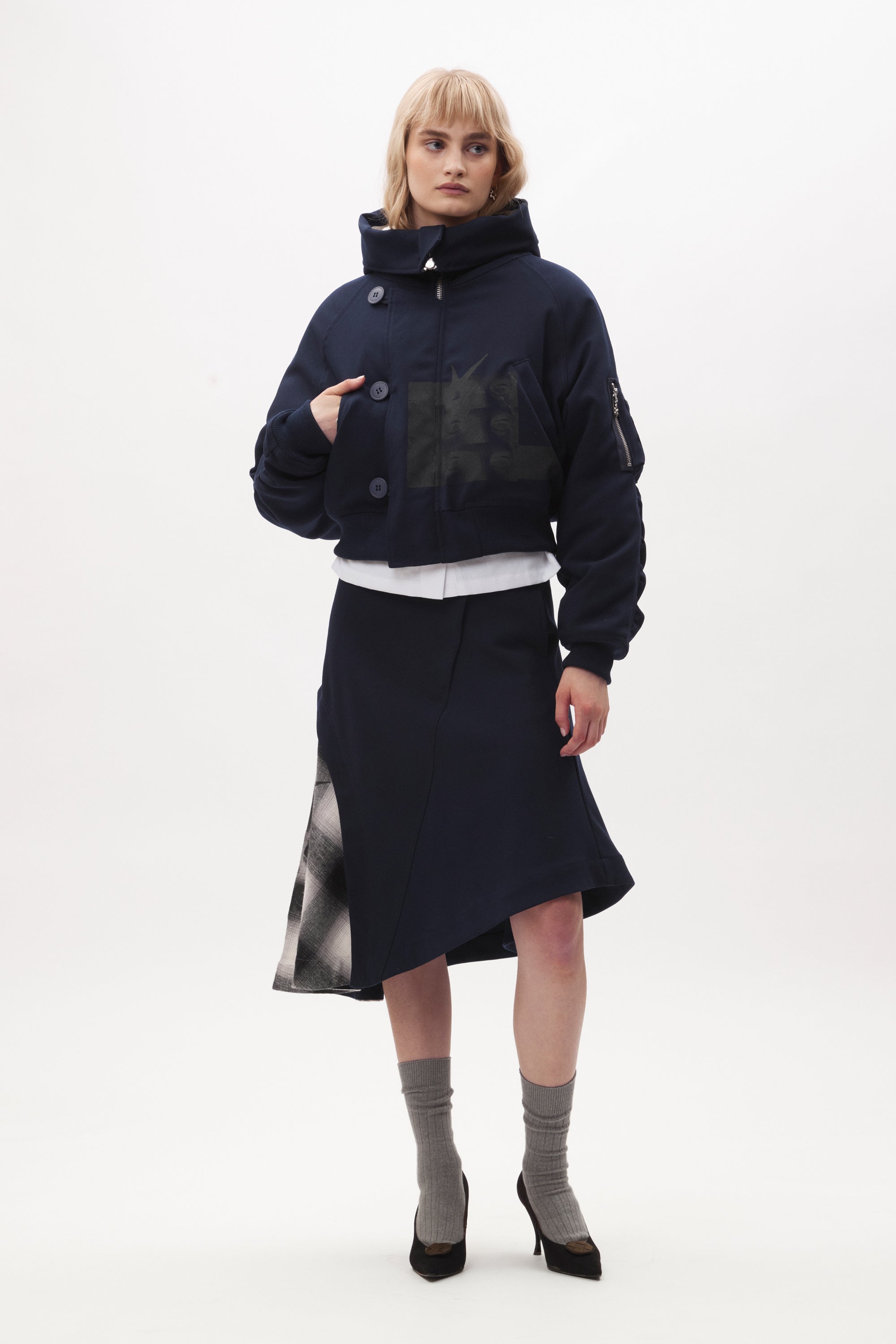 The BODY ELECTRIC CROPPED HOODED PARKA available online with global shipping, and in PAM Stores Melbourne and Sydney.