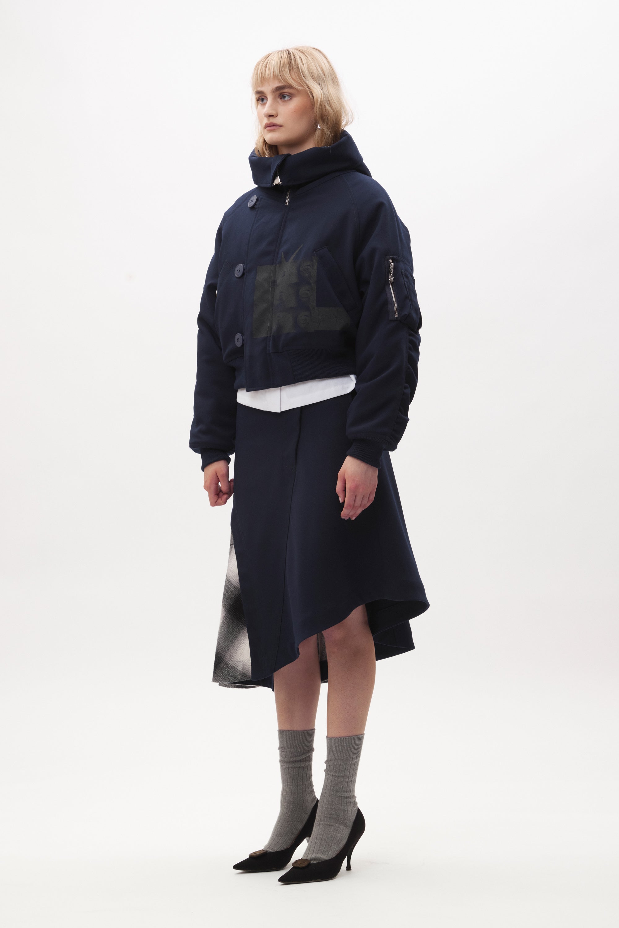 The BODY ELECTRIC CROPPED HOODED PARKA available online with global shipping, and in PAM Stores Melbourne and Sydney.