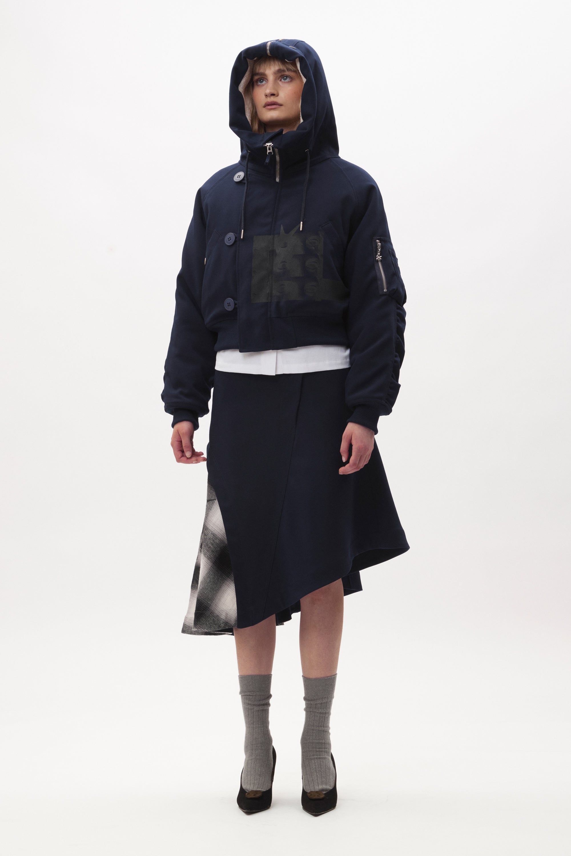 The BODY ELECTRIC CROPPED HOODED PARKA available online with global shipping, and in PAM Stores Melbourne and Sydney.