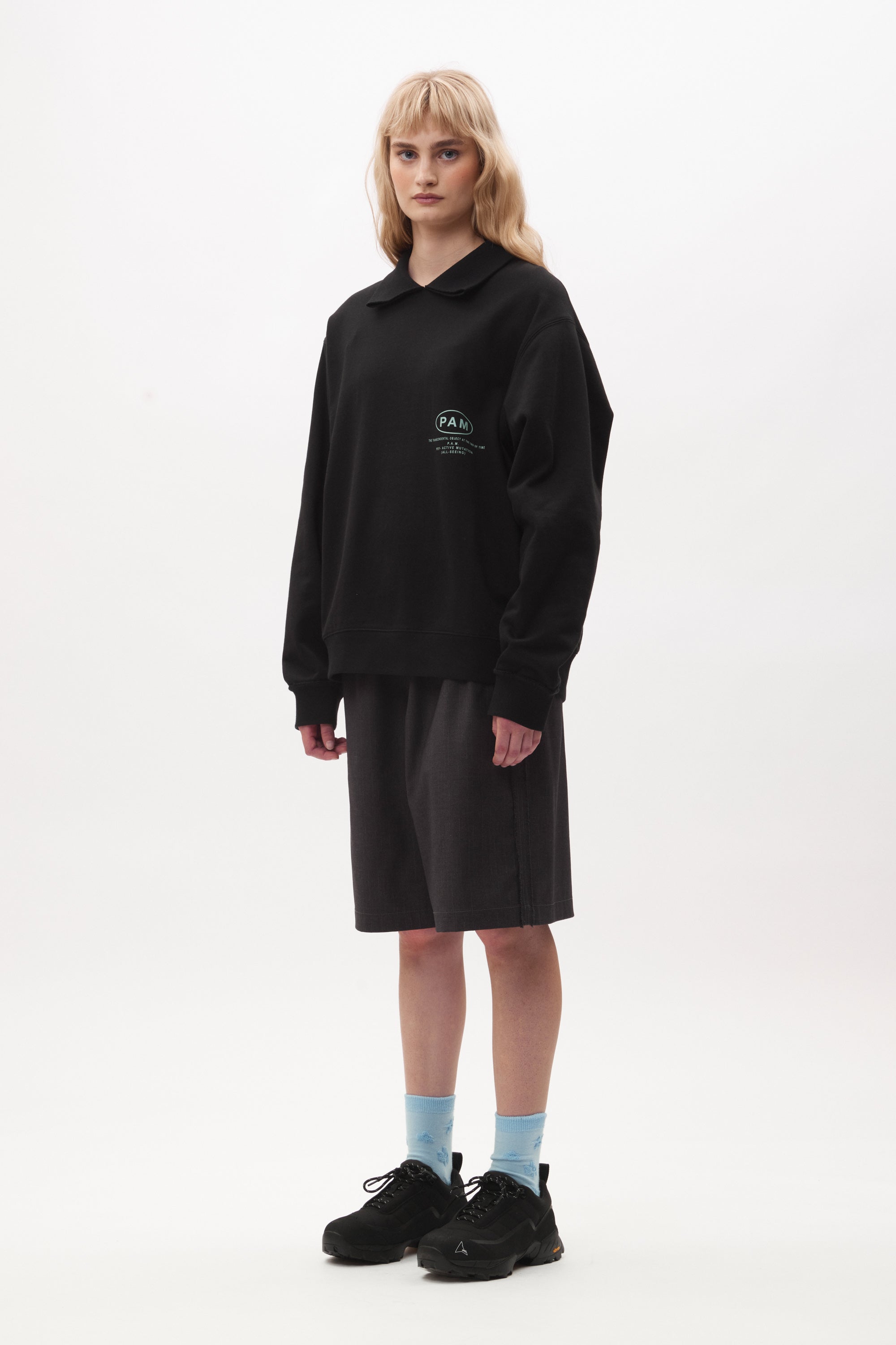 The BETWEEN CHAOS COLLARED SWEAT available online with global shipping, and in PAM Stores Melbourne and Sydney.