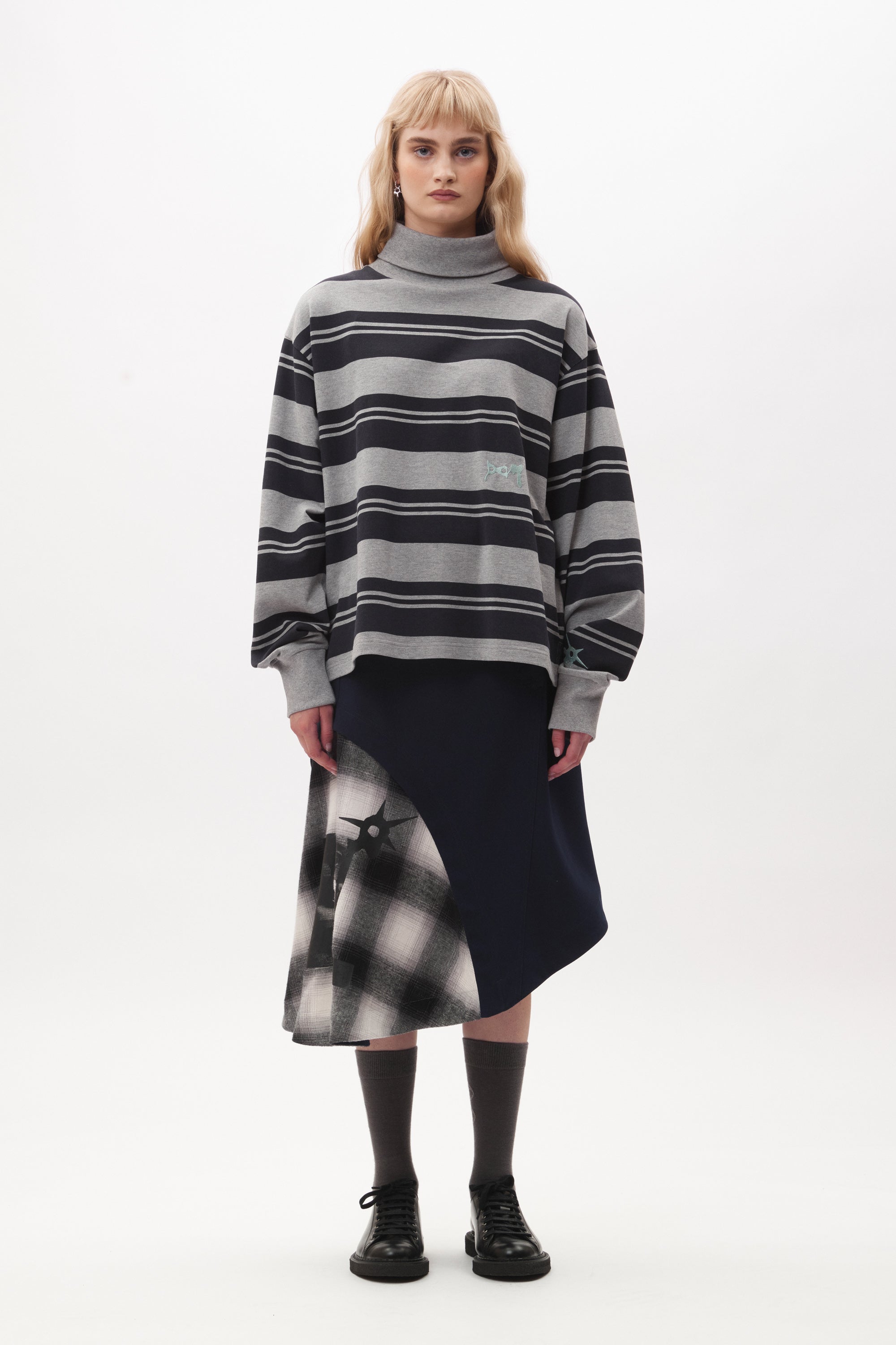 The LINES IN TIME STRIPE MOCK NECK LS TOP available online with global shipping, and in PAM Stores Melbourne and Sydney.