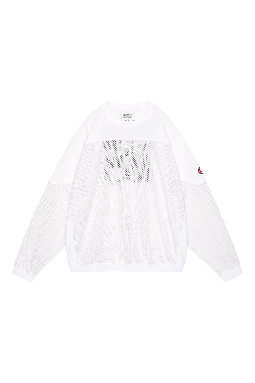 The MESH TRACK CREW NECK WHITE available online with global shipping, and in PAM Stores Melbourne and Sydney.
