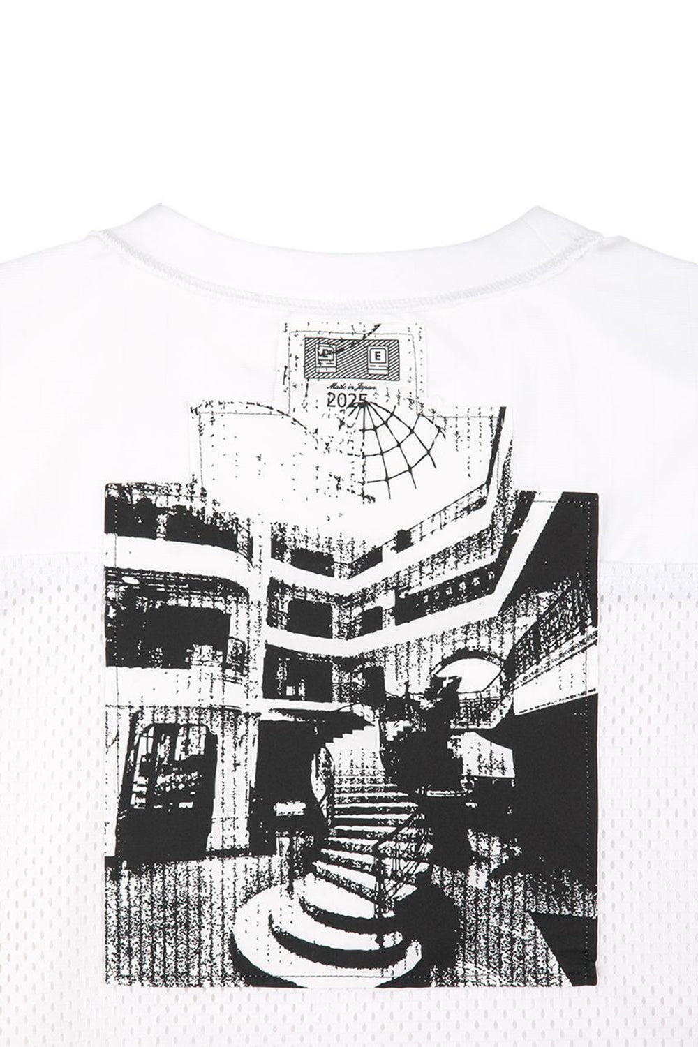 The MESH TRACK CREW NECK WHITE available online with global shipping, and in PAM Stores Melbourne and Sydney.