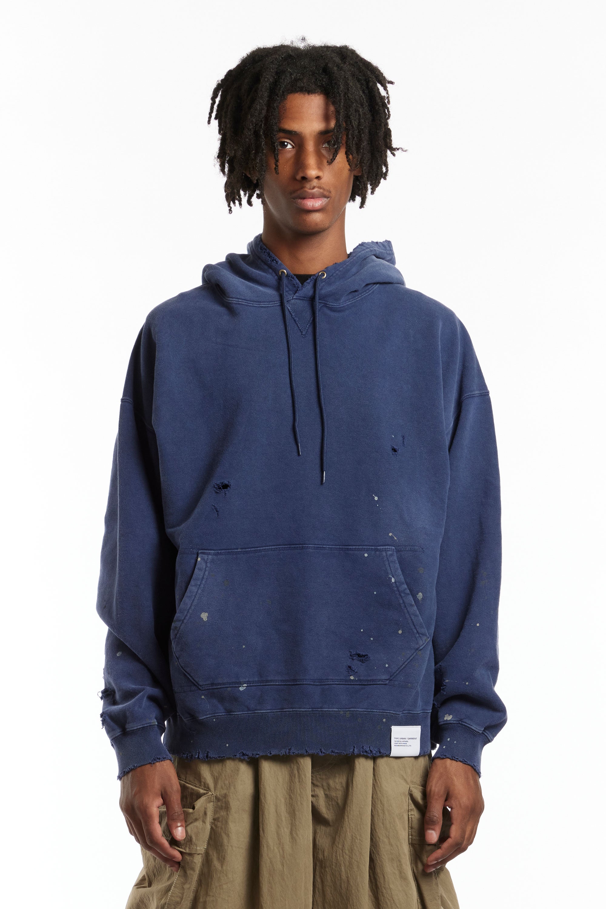 The NEIGHBORHOOD - DAMAGE HOODED SWEATSHIRT NAVY available online with global shipping, and in PAM Stores Melbourne and Sydney.