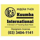The KUUMBA - DESIGNERS INCENSE NUBIAN RAIN available online with global shipping, and in PAM Stores Melbourne and Sydney.