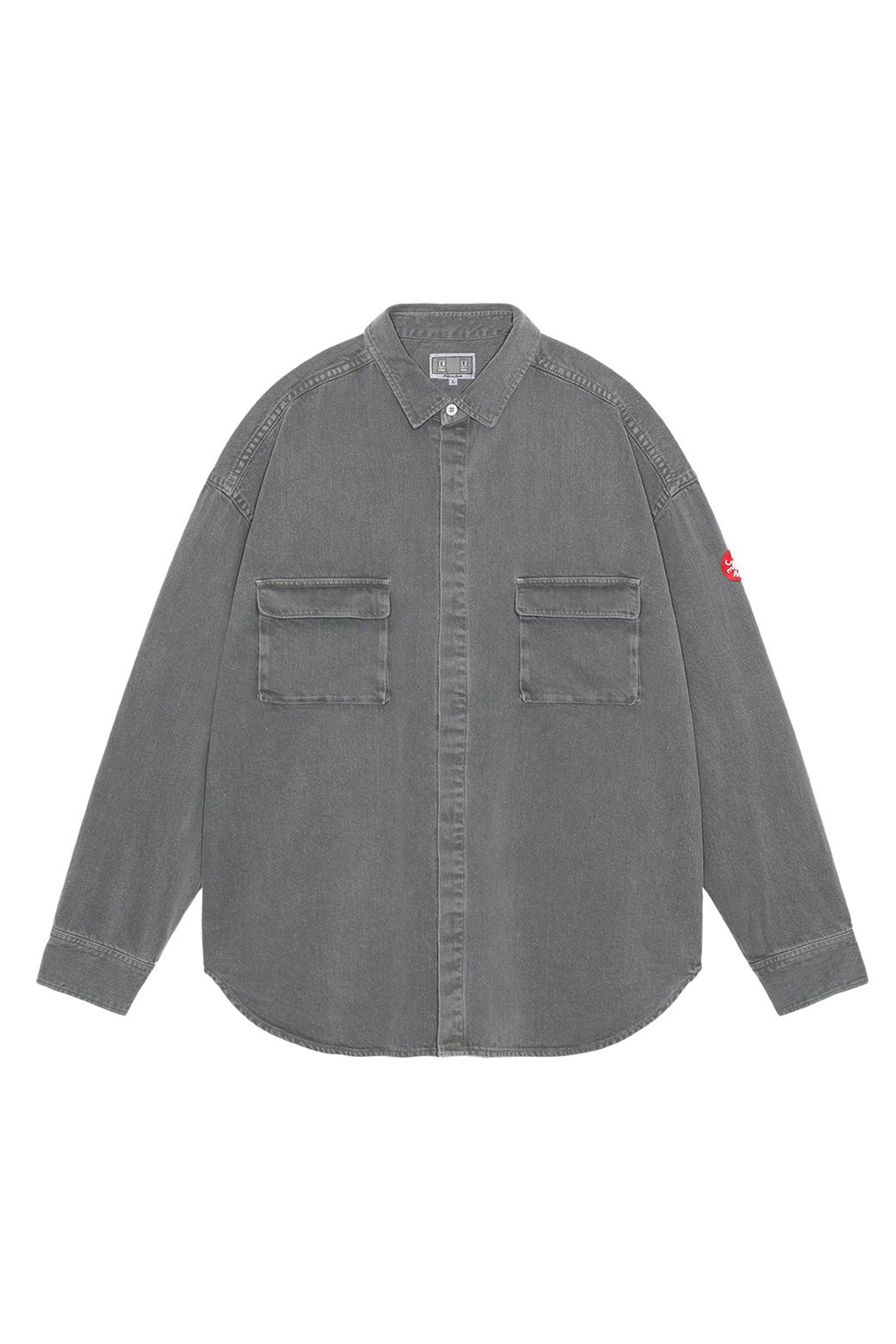 The CAV EMPT - OVERDYE COLOUR DENIM BIG SHIRT GREEN available online with global shipping, and in PAM Stores Melbourne and Sydney.