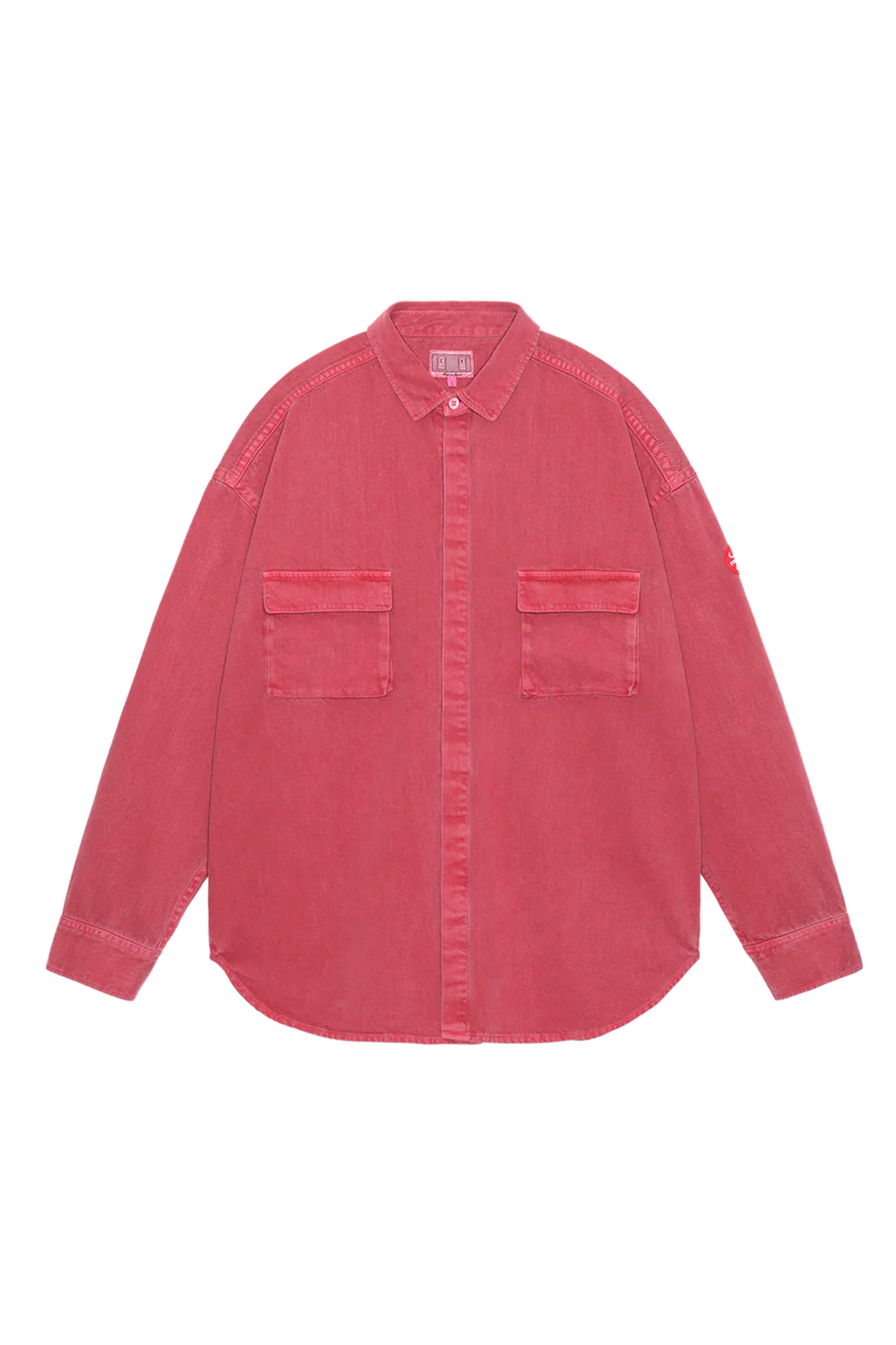 The CAV EMPT - OVERDYE COLOUR DENIM BIG SHIRT RED available online with global shipping, and in PAM Stores Melbourne and Sydney.
