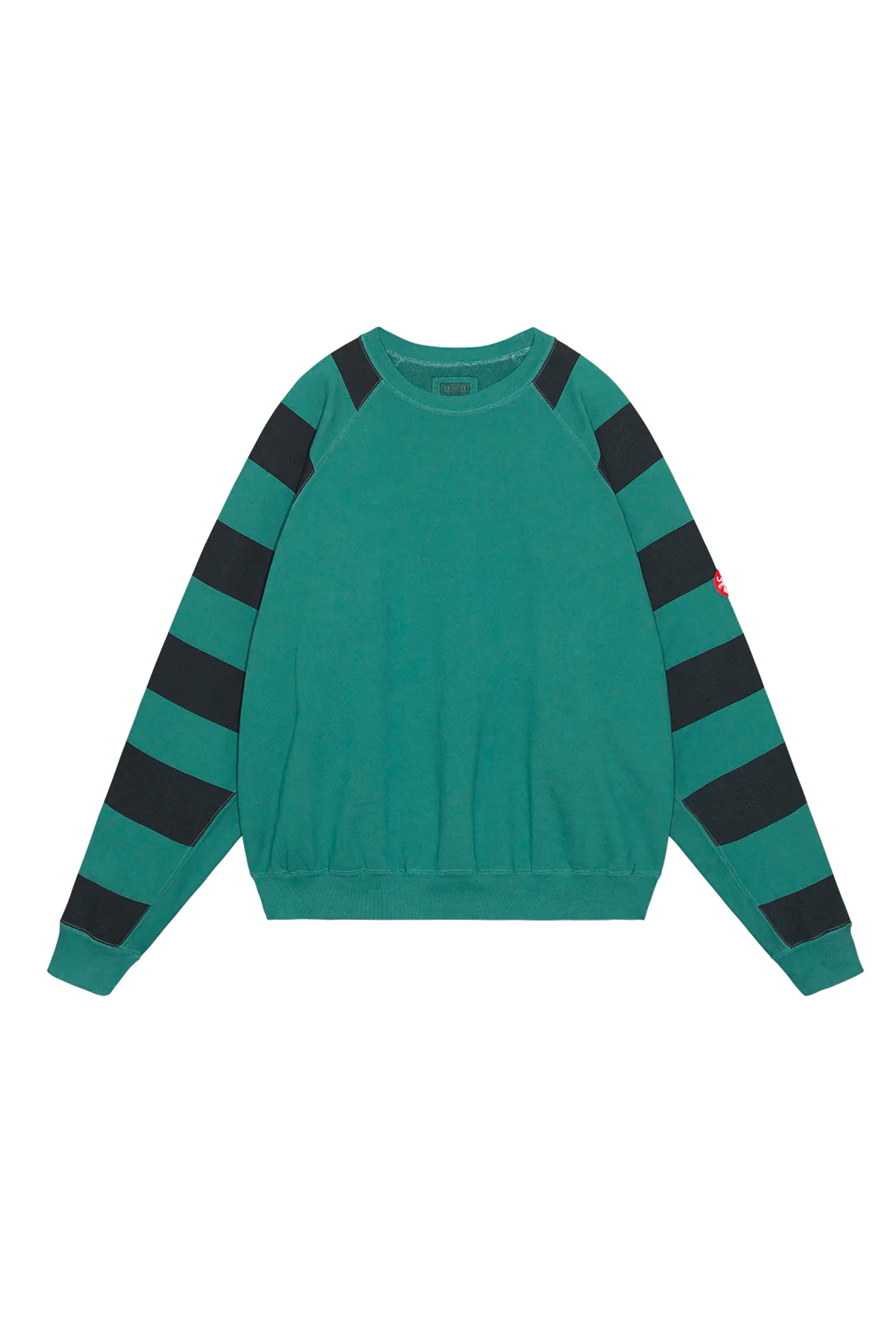The CAV EMPT - OVERDYE STRIPE SLEEVE BIG CREW NECK GREEN available online with global shipping, and in PAM Stores Melbourne and Sydney.