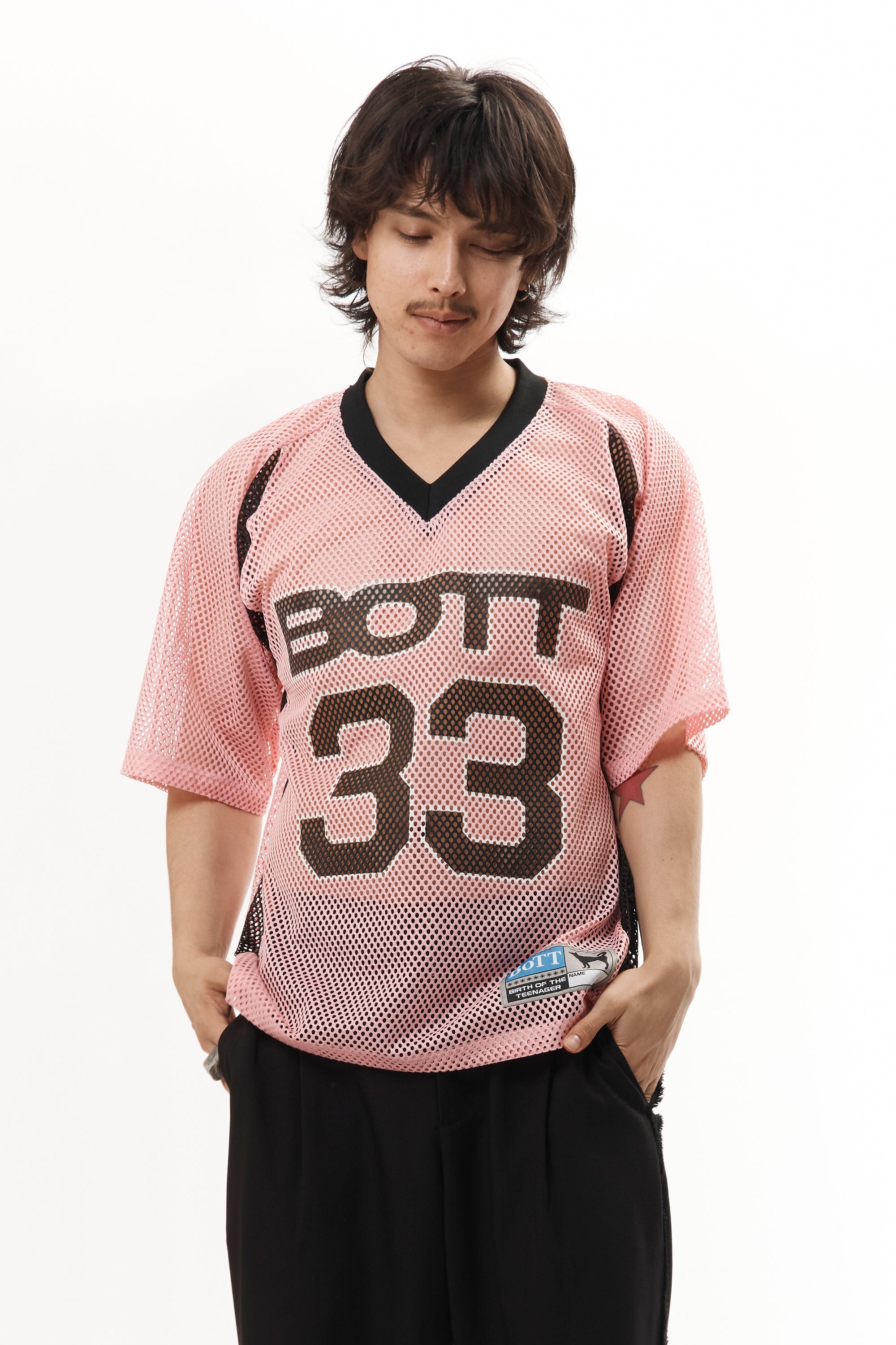 The Mesh Football Shirt Pink available online with global shipping, and in PAM Stores Melbourne and Sydney.
