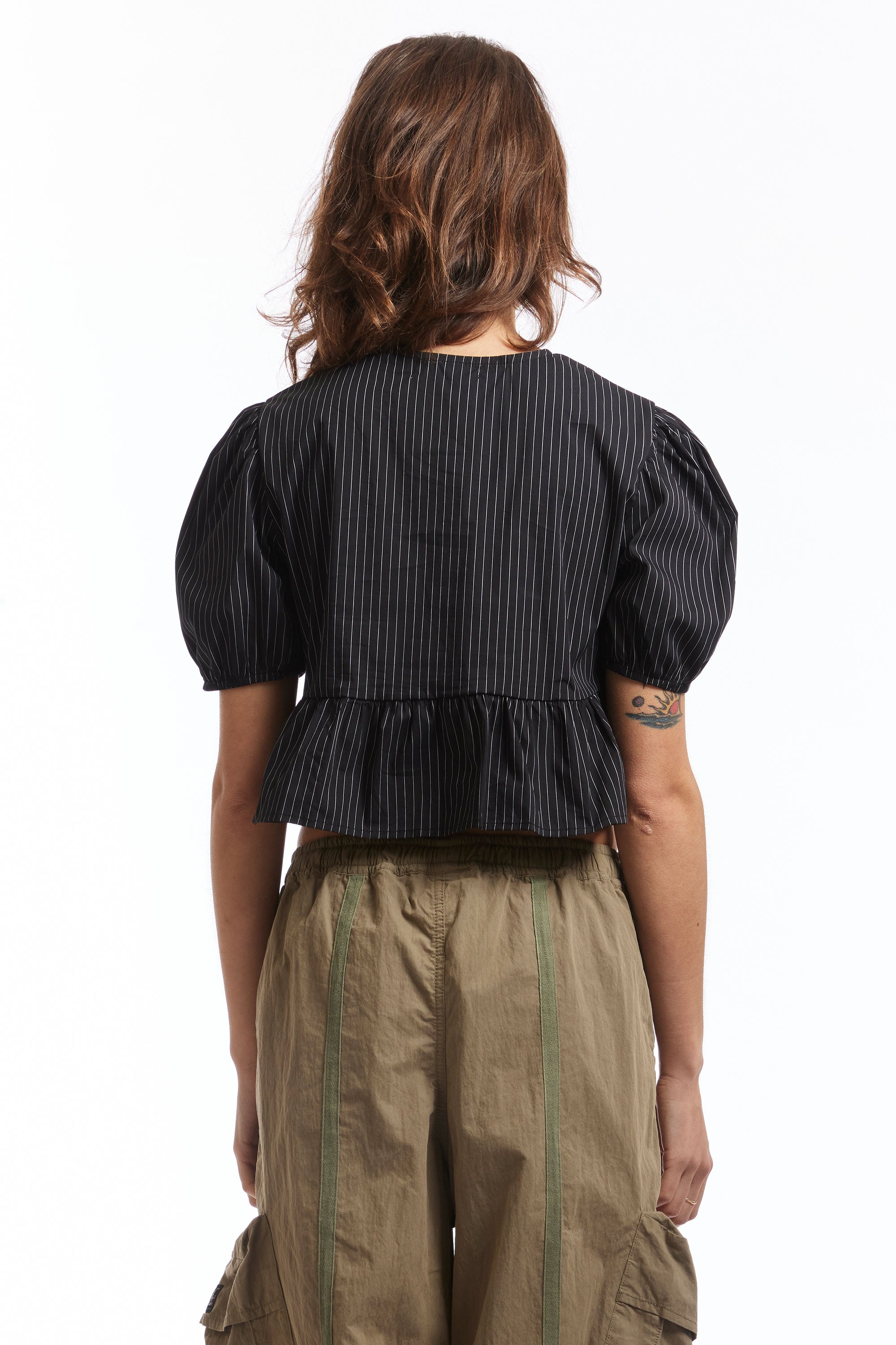 The PINSTRIPE RUBY TOP available online with global shipping, and in PAM Stores Melbourne and Sydney.
