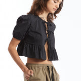 The PINSTRIPE RUBY TOP available online with global shipping, and in PAM Stores Melbourne and Sydney.