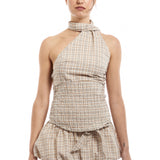 The PLAID FELICIA TOP available online with global shipping, and in PAM Stores Melbourne and Sydney.