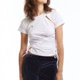 The RUCHED SS TEE WHITE available online with global shipping, and in PAM Stores Melbourne and Sydney.