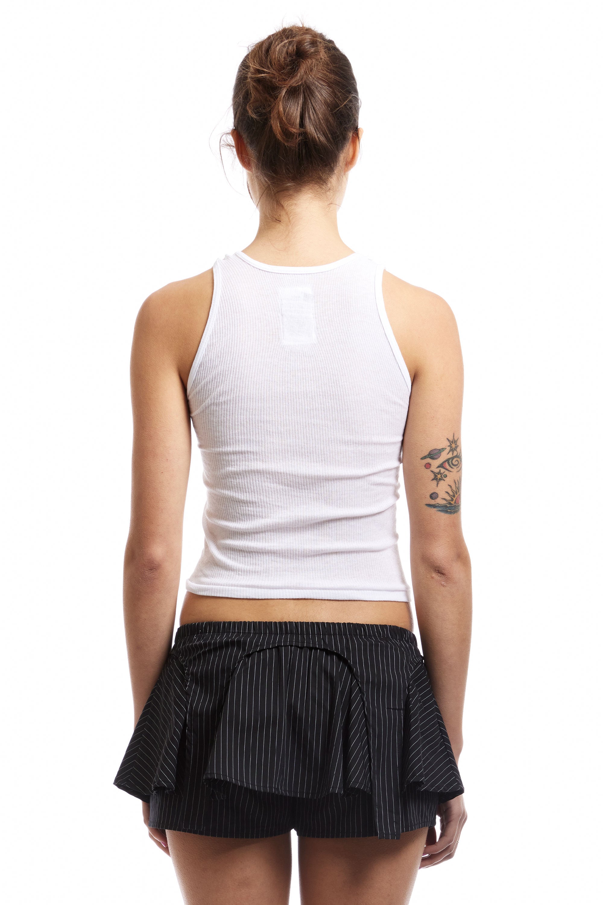 The PINSTRIPE GARTA SKORT available online with global shipping, and in PAM Stores Melbourne and Sydney.
