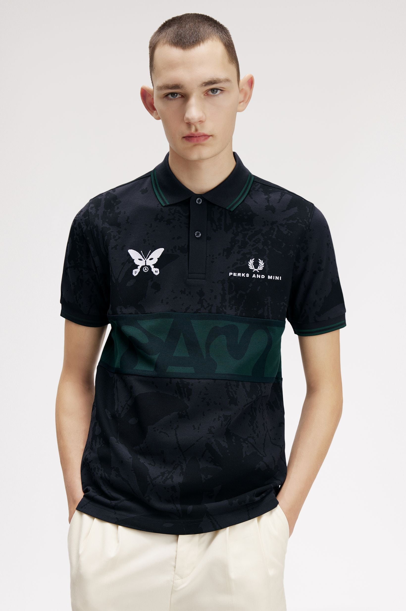 The Perks And Mini X Fred Perry Polo Shirt available online with global shipping, and in PAM Stores Melbourne and Sydney.