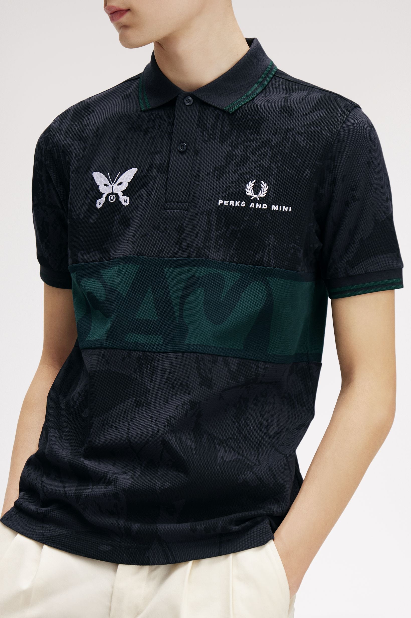 The Perks And Mini X Fred Perry Polo Shirt available online with global shipping, and in PAM Stores Melbourne and Sydney.