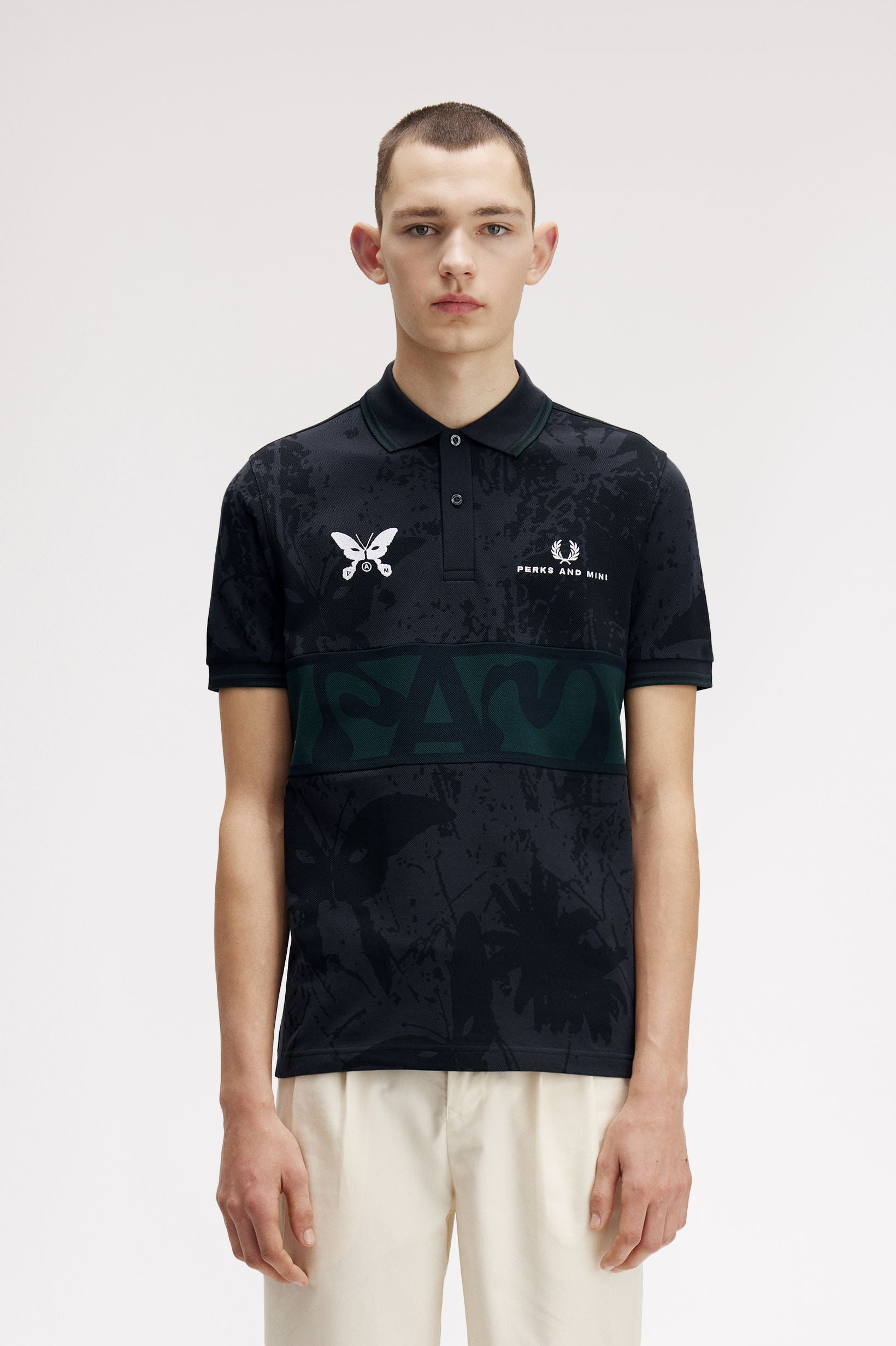 The Perks And Mini X Fred Perry Polo Shirt available online with global shipping, and in PAM Stores Melbourne and Sydney.