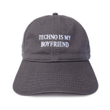 The TECHNO IS MY BOY FRIEND CAP CHARCOAL available online with global shipping, and in PAM Stores Melbourne and Sydney.