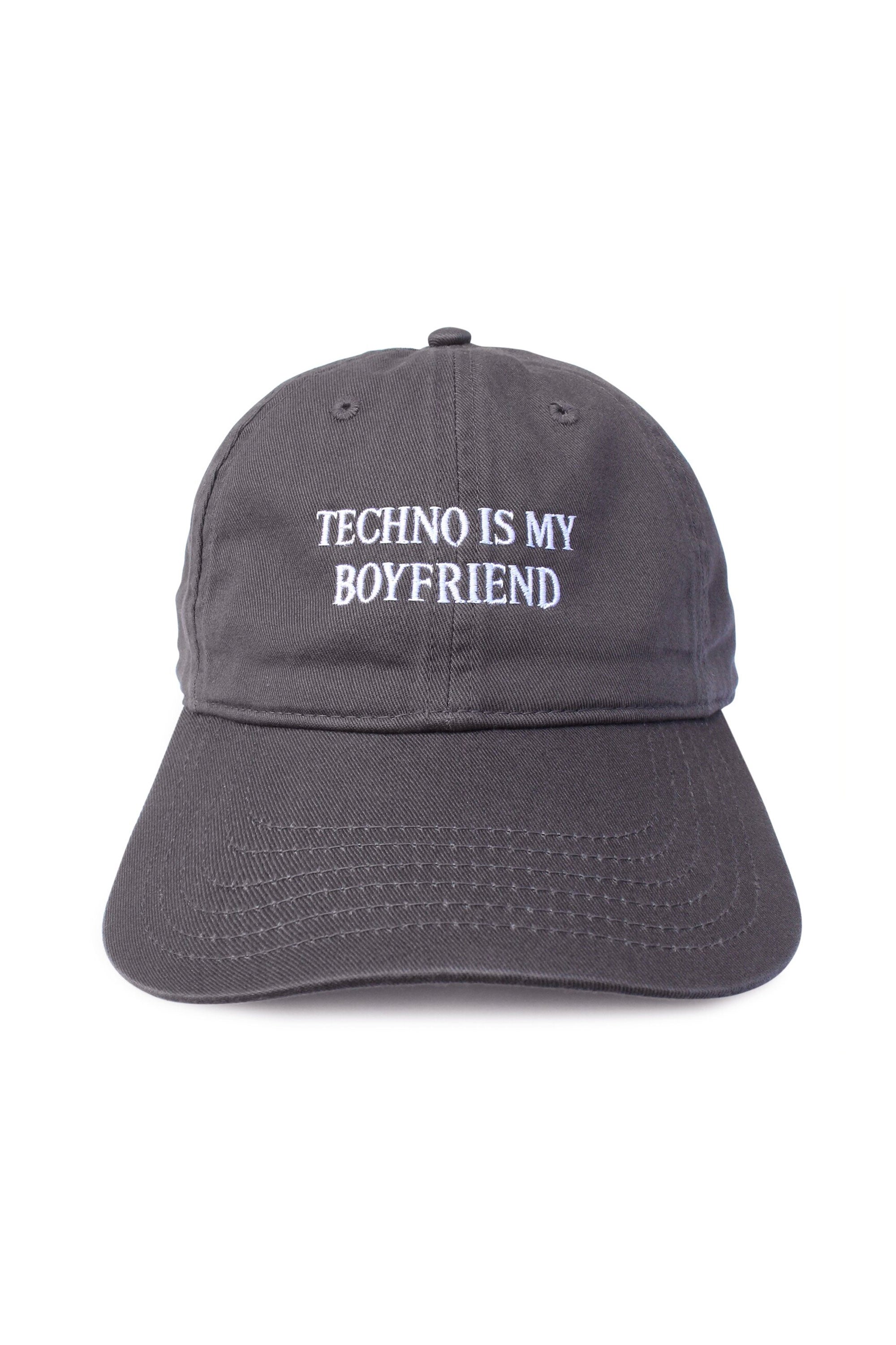 The TECHNO IS MY BOY FRIEND CAP CHARCOAL available online with global shipping, and in PAM Stores Melbourne and Sydney.